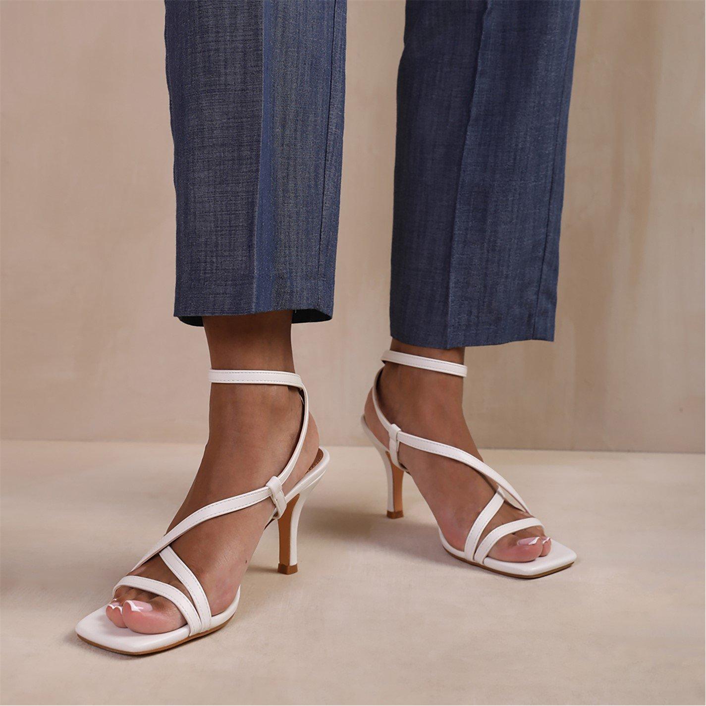 Whitepu - Wheres That From - Austin White Multi Strap Cross Over Heels - 2