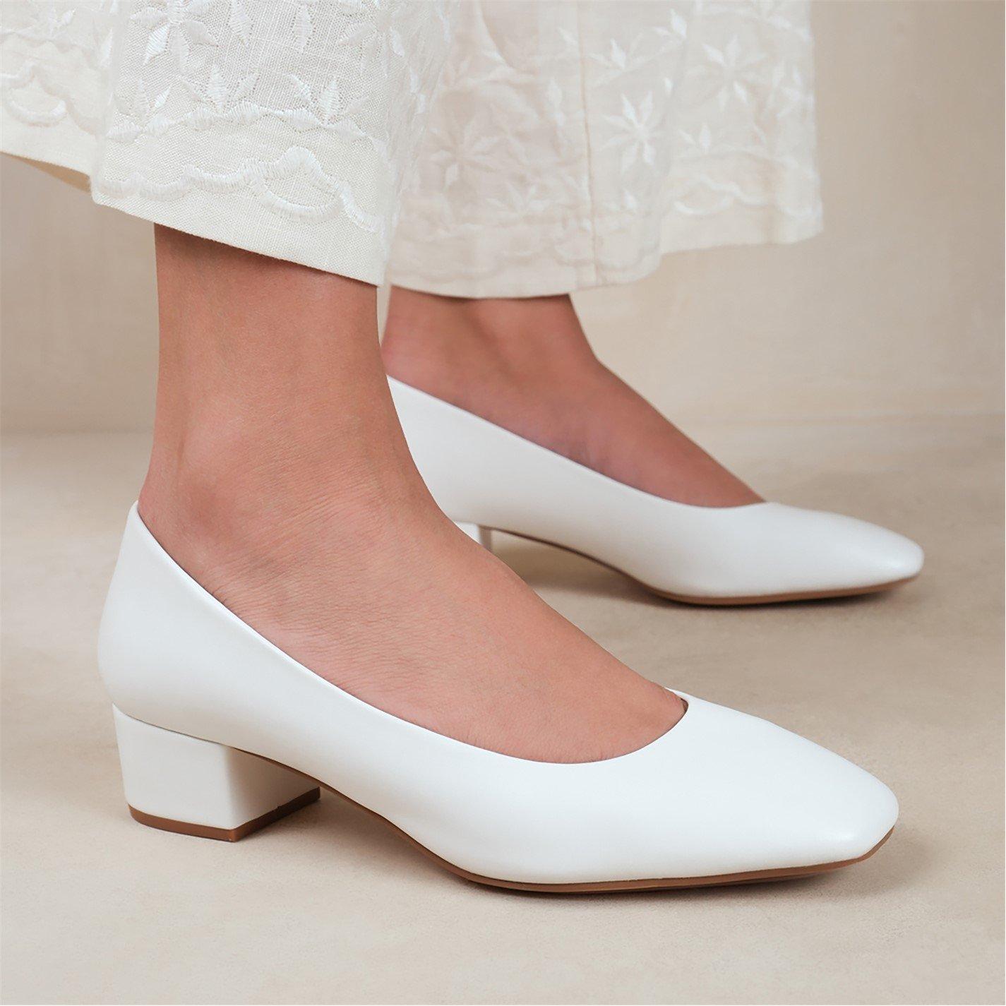 Whitepu - Wheres That From - Seattle White Pu Square Toe Block Heels - 3