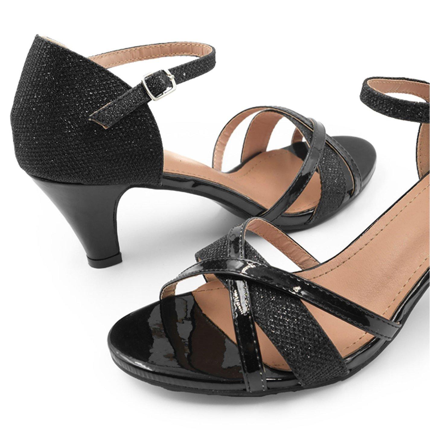 Black - Wheres That From - Artemis Mid High Heel In Black Glitter - 4