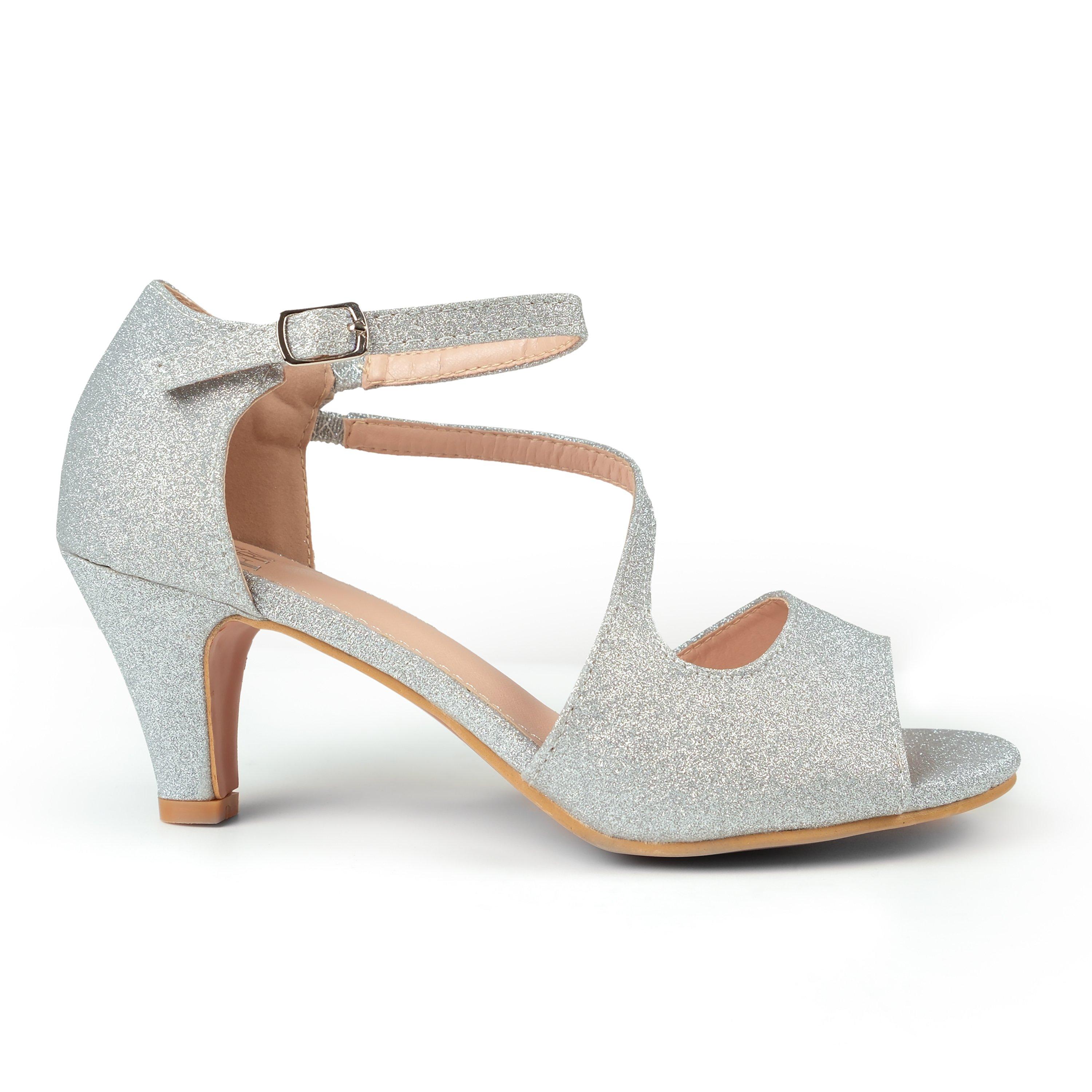 Silverglitter - Wheres That From - Beatrice Wide Fit Low Kitten Heel With Crossover S - 1