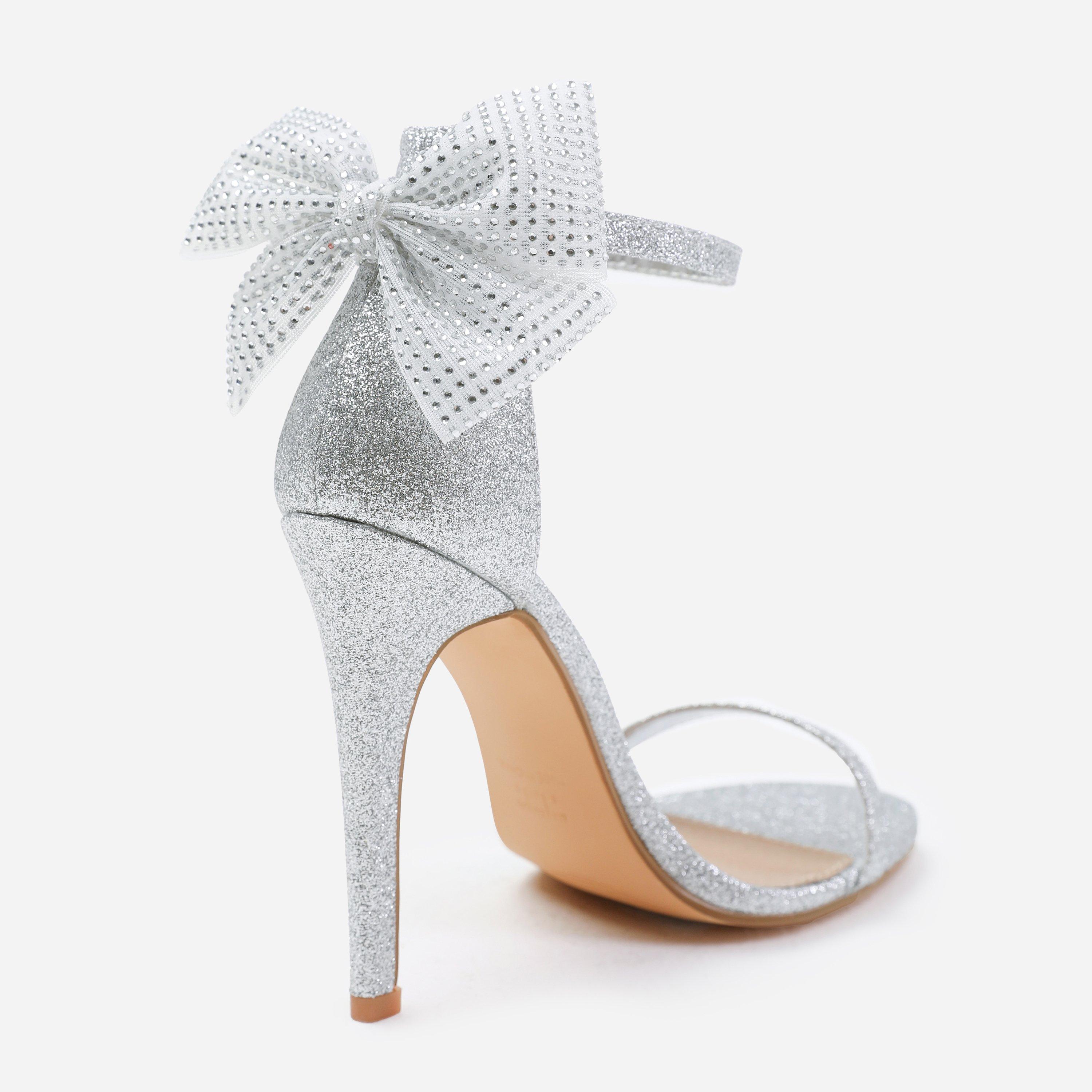 Silverglitter - Wheres That From - Chicago Silver High Heel With Diamante Bow - 2