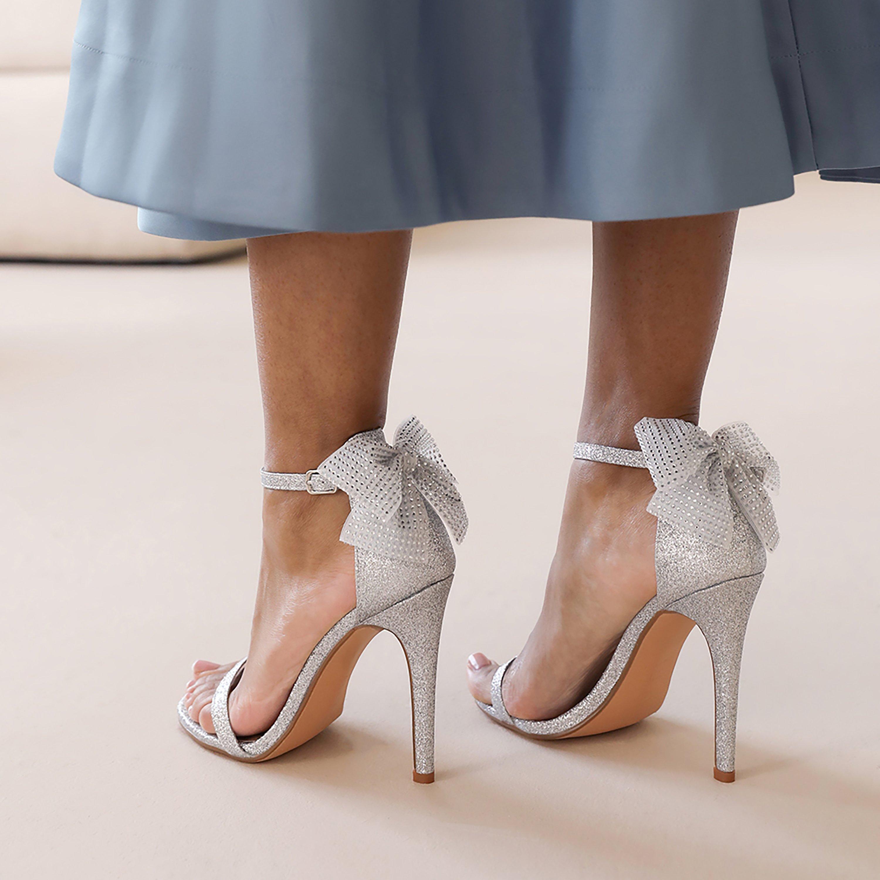 Silverglitter - Wheres That From - Chicago Silver High Heel With Diamante Bow - 3