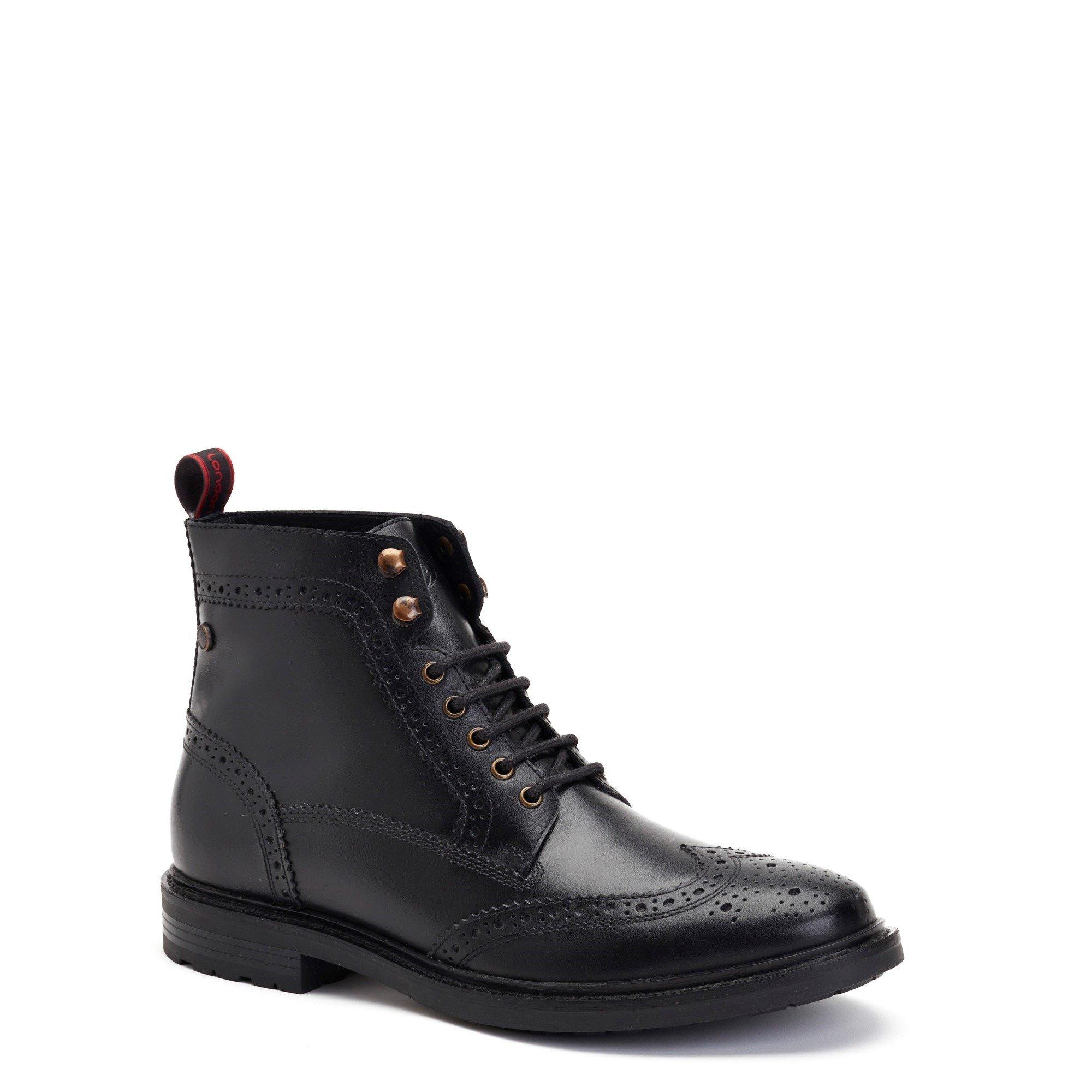 Black - Base London - Dealer Brogue Boot - 2