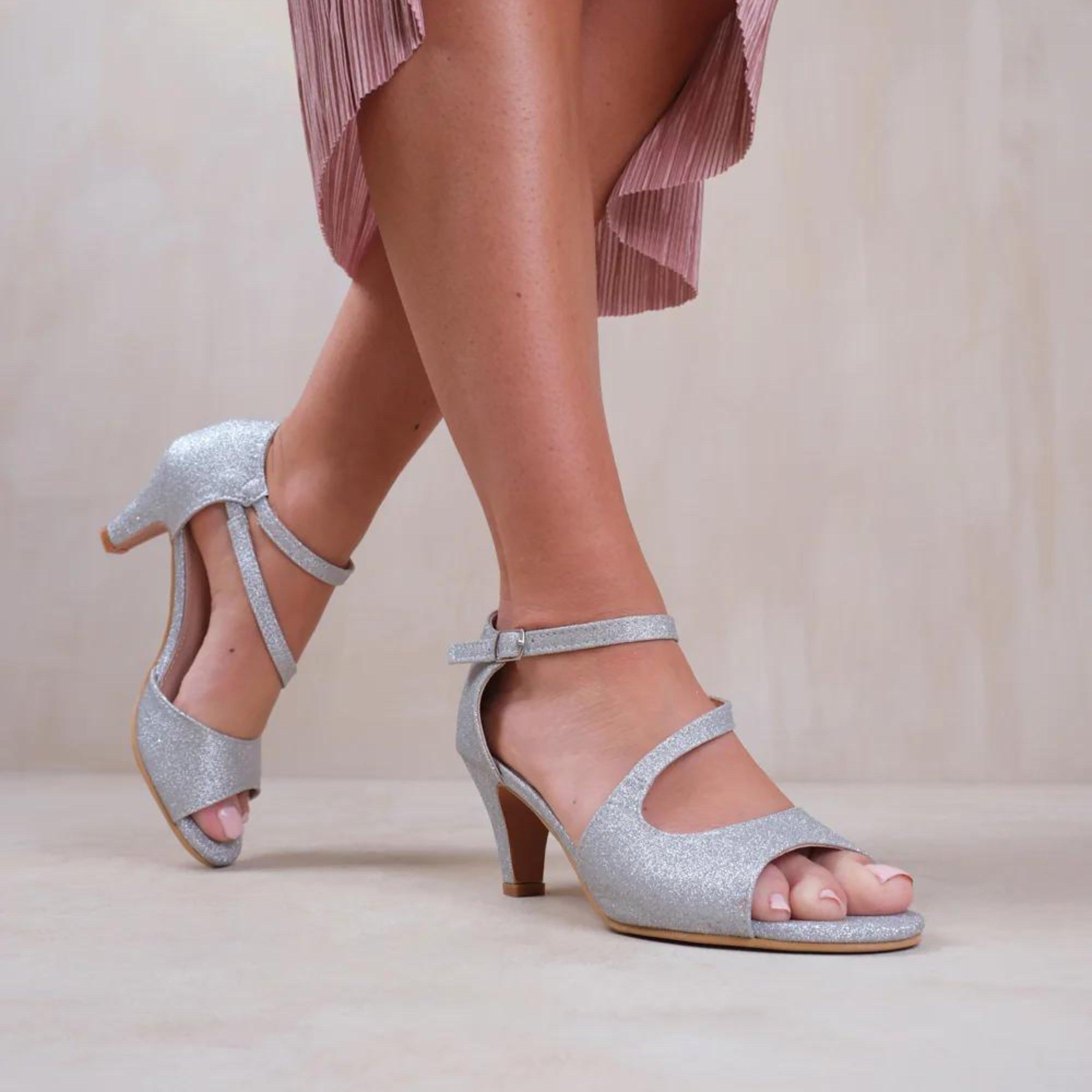 Silverglitter - Wheres That From - Silver Glitter Beatrice Low Kitten Heels - 3