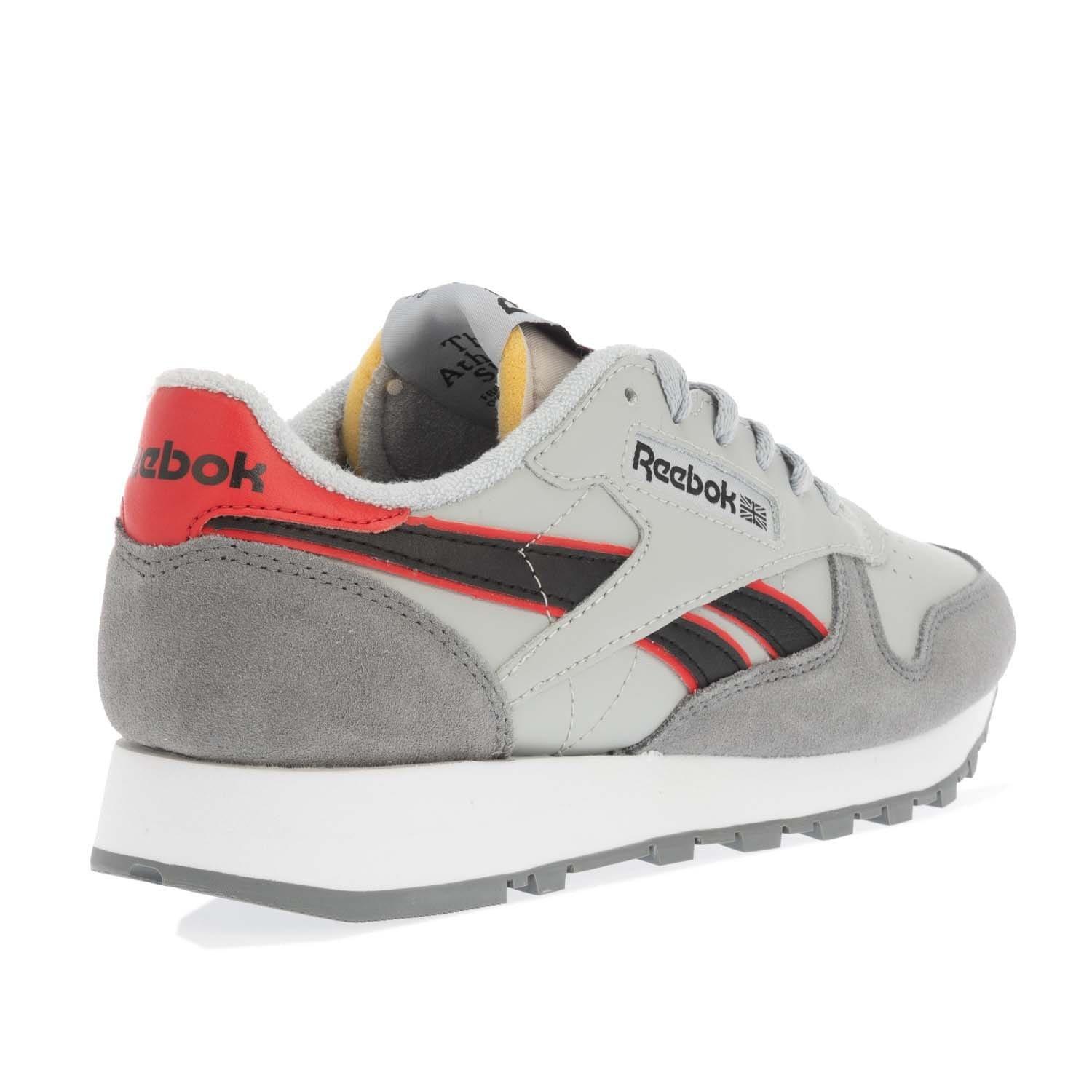 Grey Red - Reebok - Classic Leather Shoes - 3