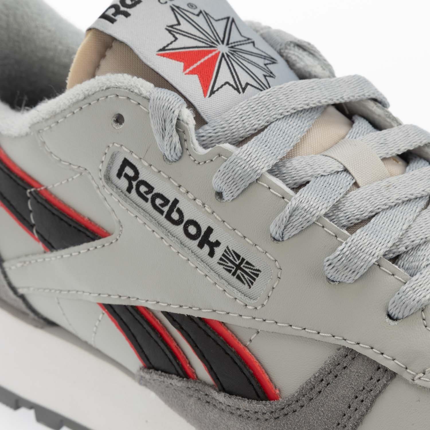 Grey Red - Reebok - Classic Leather Shoes - 5
