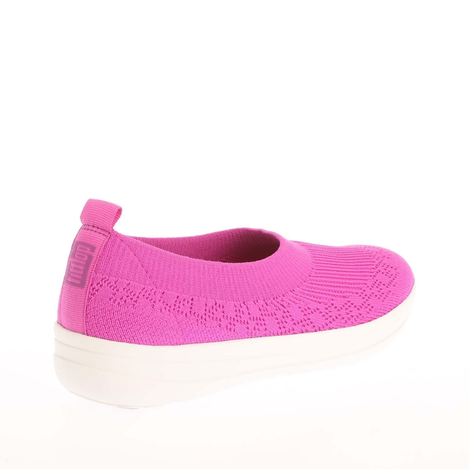 Violet - Fitflop - Uberknit Slip On Ballet Pumps - 3