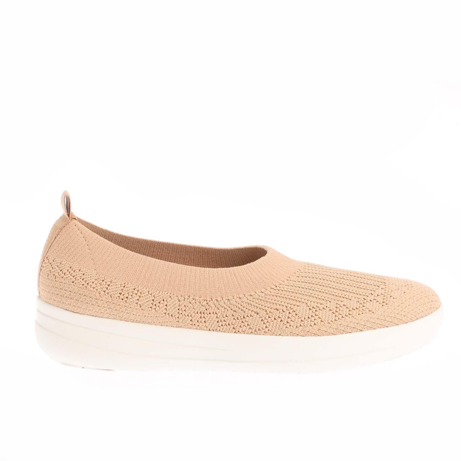 Tan - FitFlop - Uberknit Slip On Ballet Pumps - 1