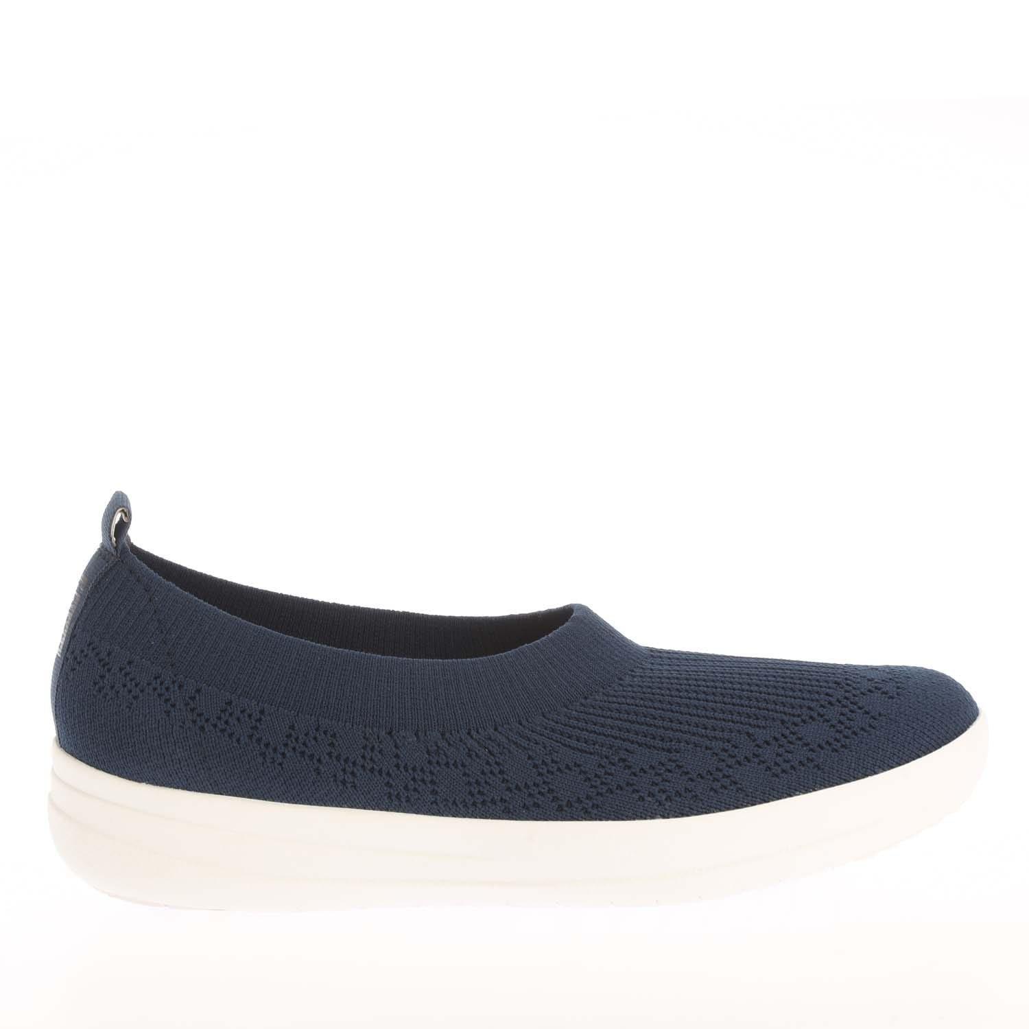 Navy - FitFlop - Uberknit Slip On Ballet Pumps - 1