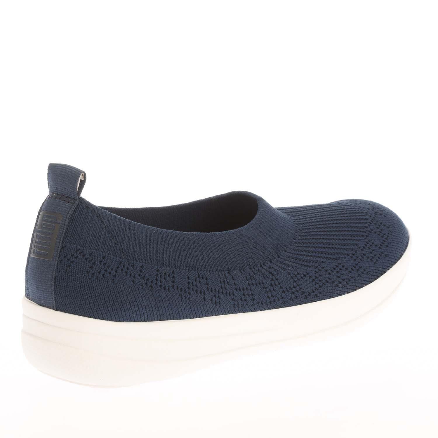 Navy - Fitflop - Uberknit Slip On Ballet Pumps - 3