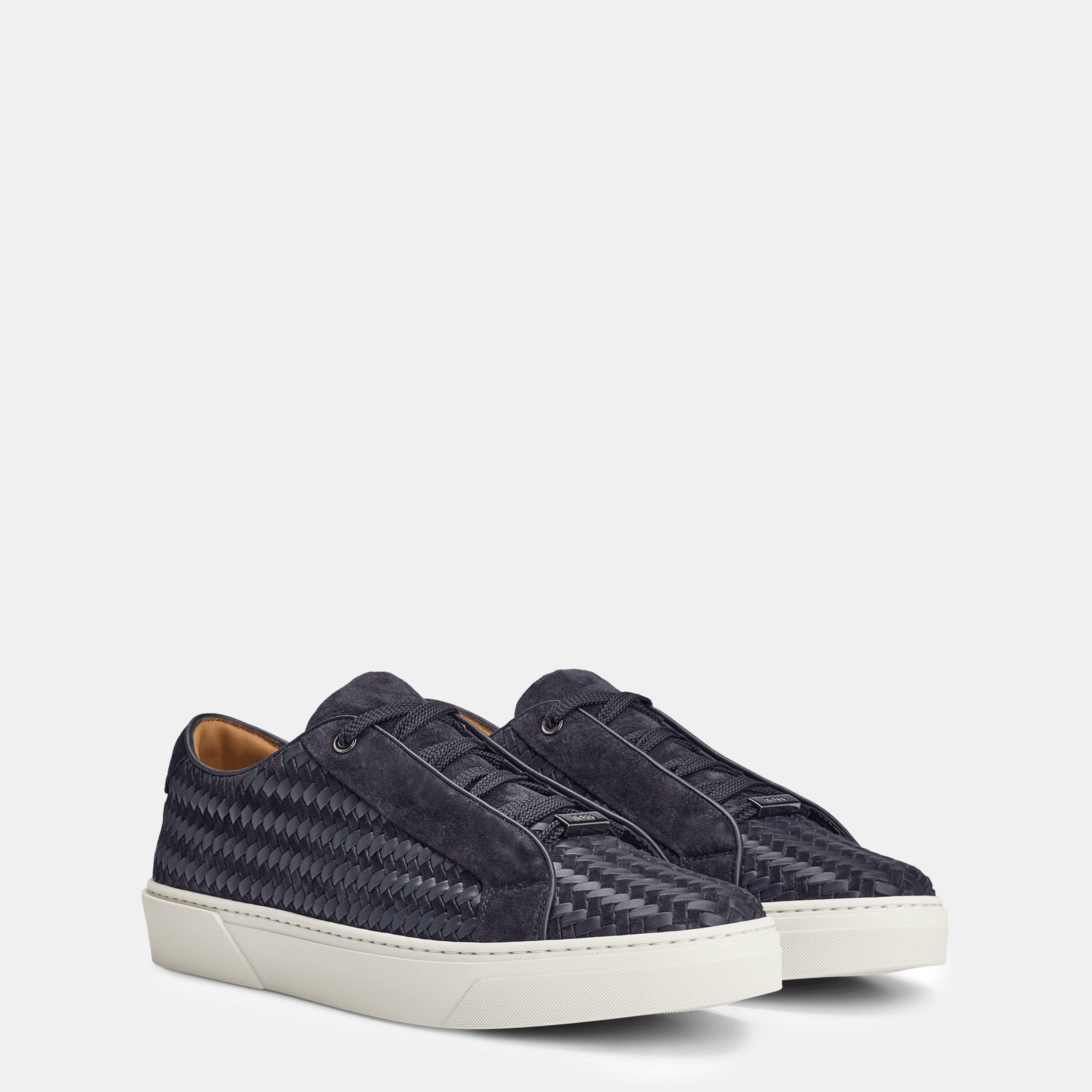 Dark Blue - Boss - Gary Italian Made Woven Trainers - 2