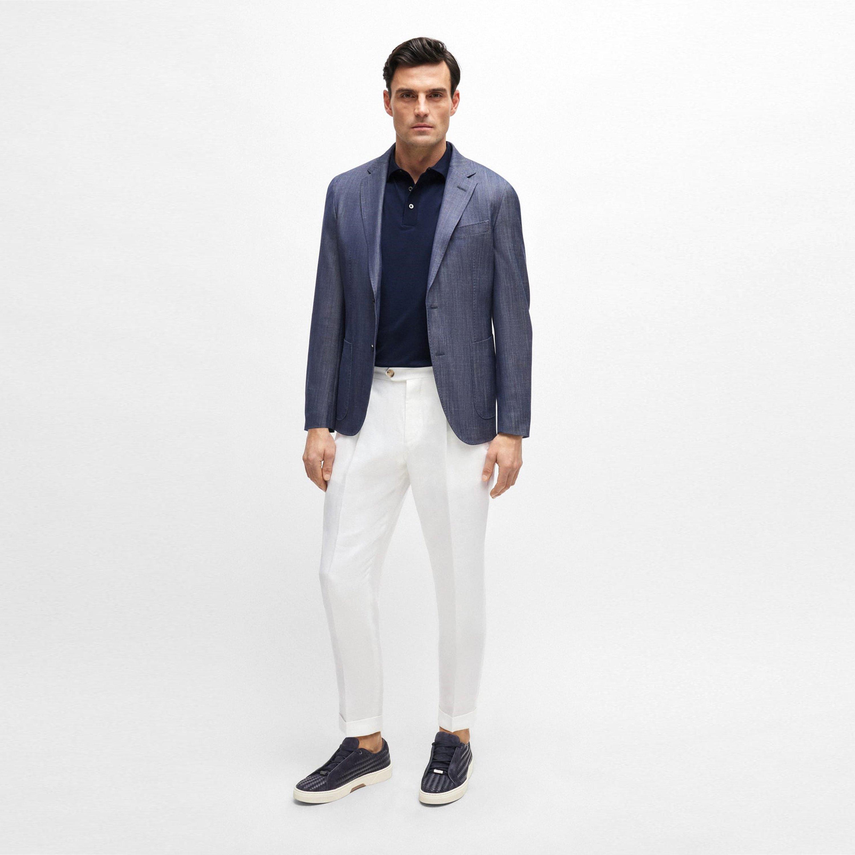 Dark Blue - Boss - Gary Italian Made Woven Trainers - 4