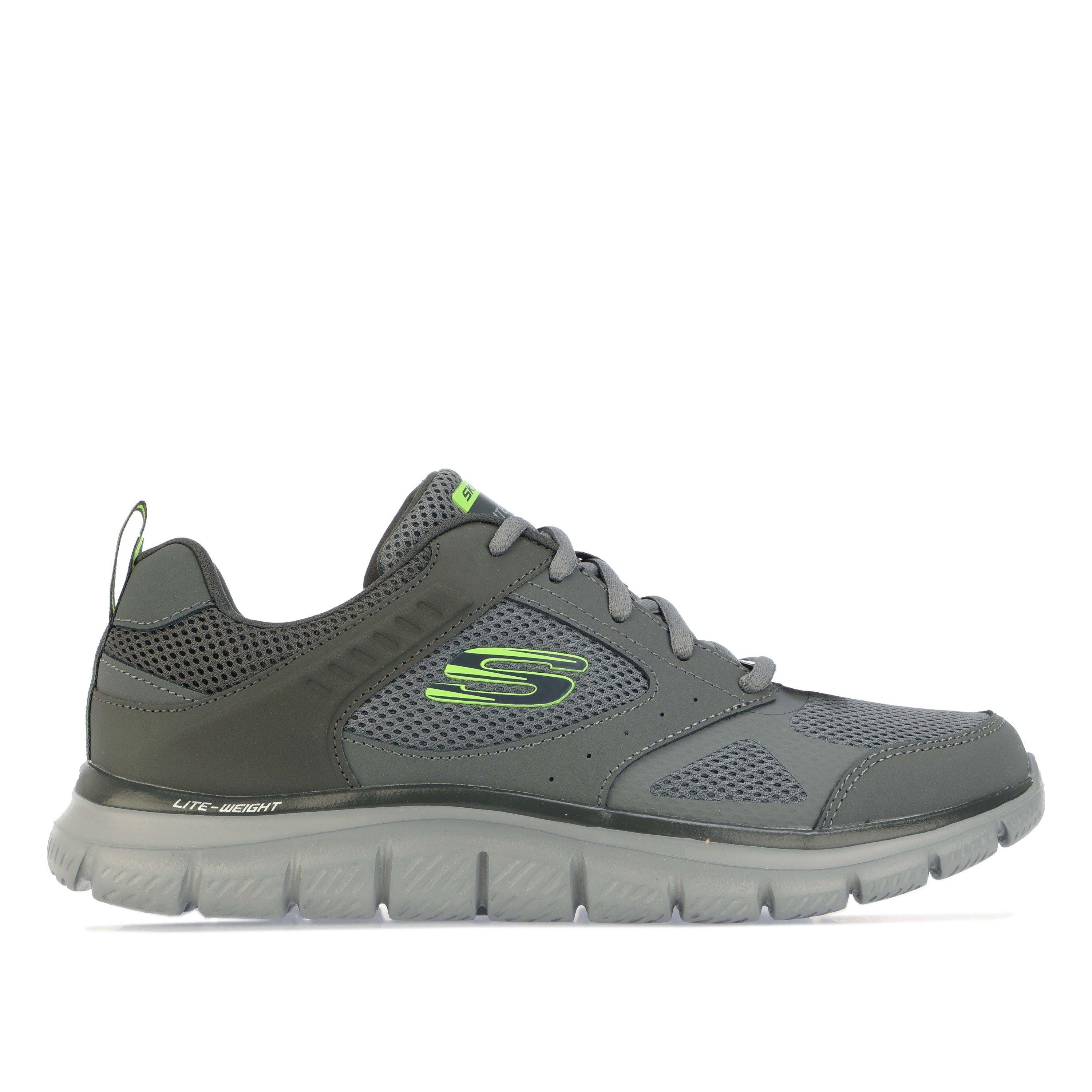Charcoal - Skechers - Skechers Mesh Lace-Up Sneaker W Overlays & Low-Top Trainers Mens - 1