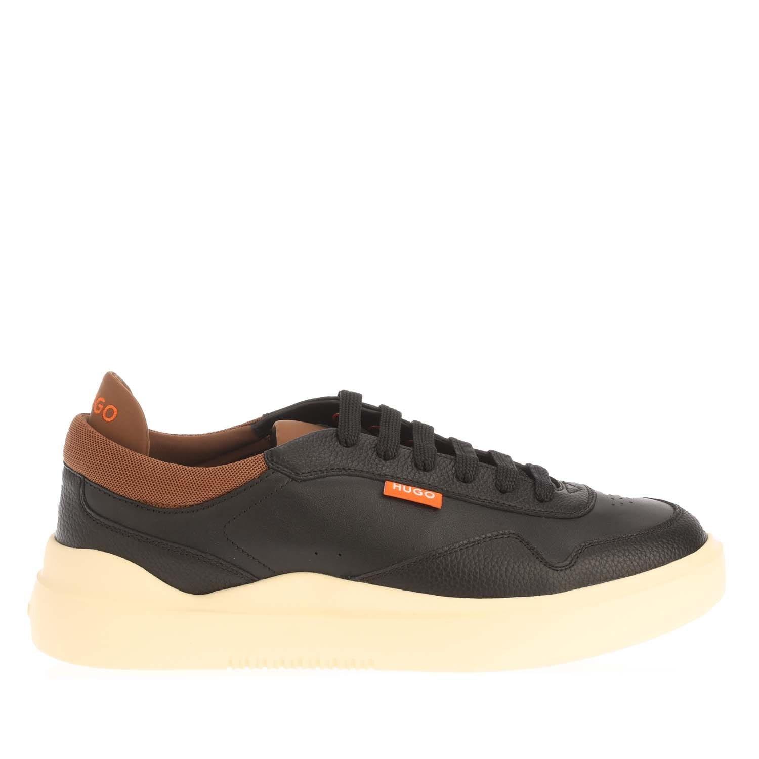 Hugo Men's Leather Lace Up Trainers - Charcoal - UK 9