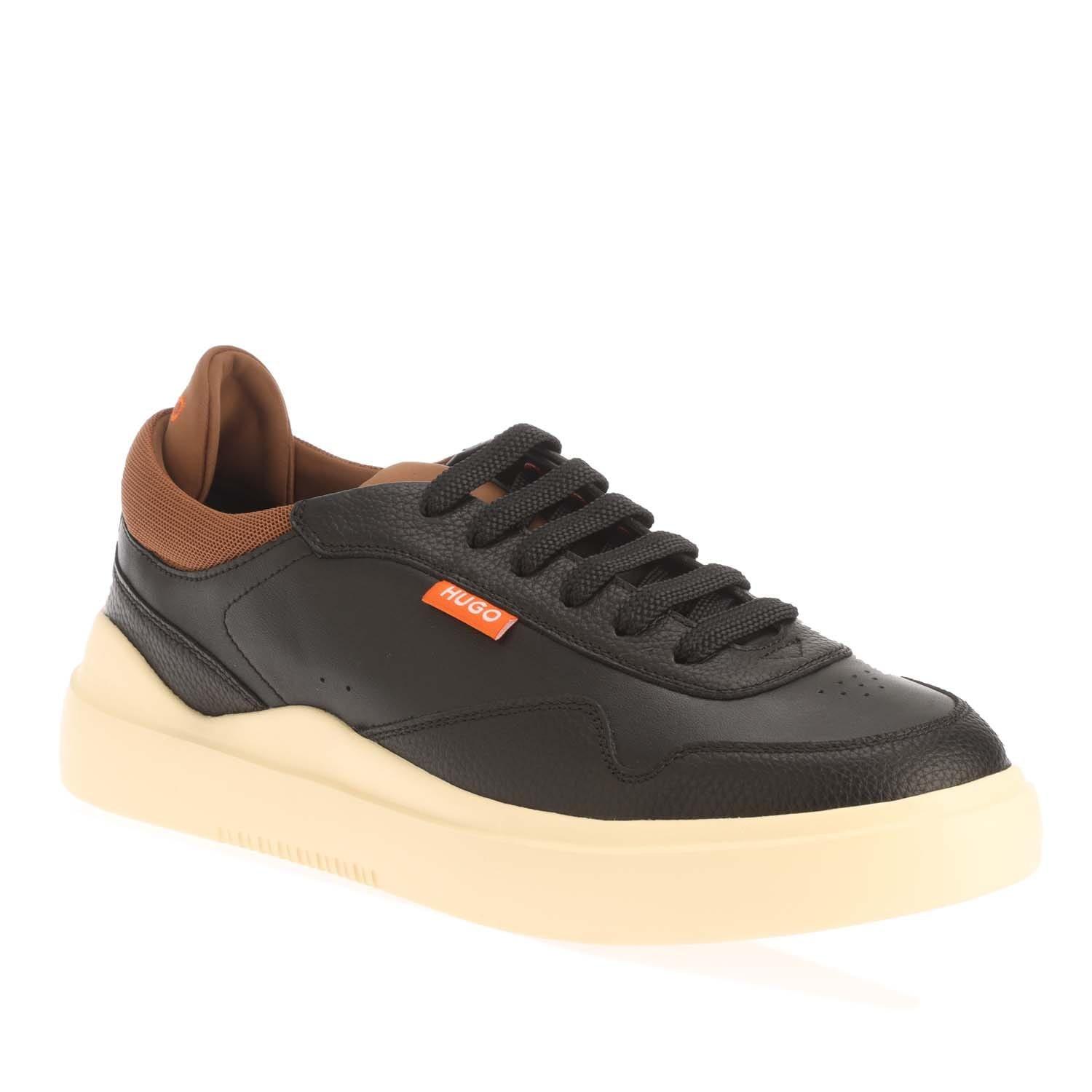 Charcoal - Hugo - Leather Lace Up Trainers - 2