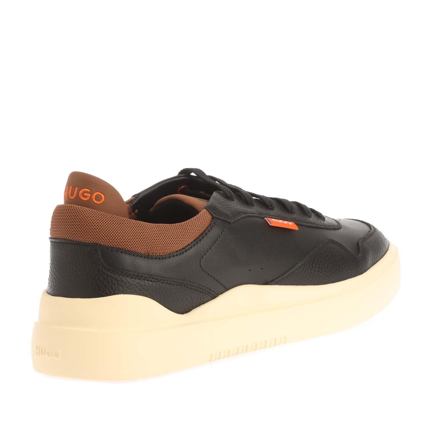 Charcoal - Hugo - Leather Lace Up Trainers - 3