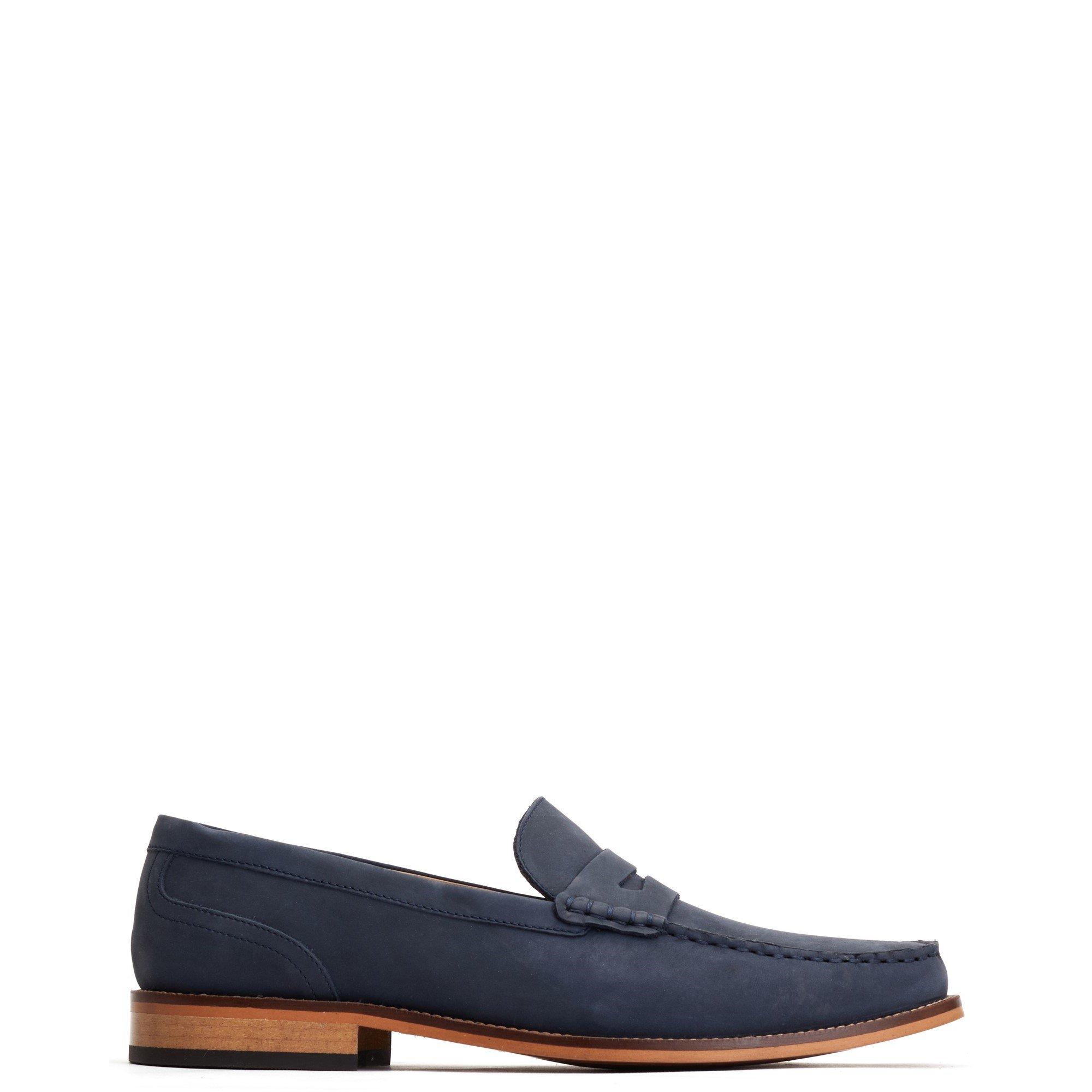 Base London Men's Garfield Penny Loafer - Navy - 7 (41)