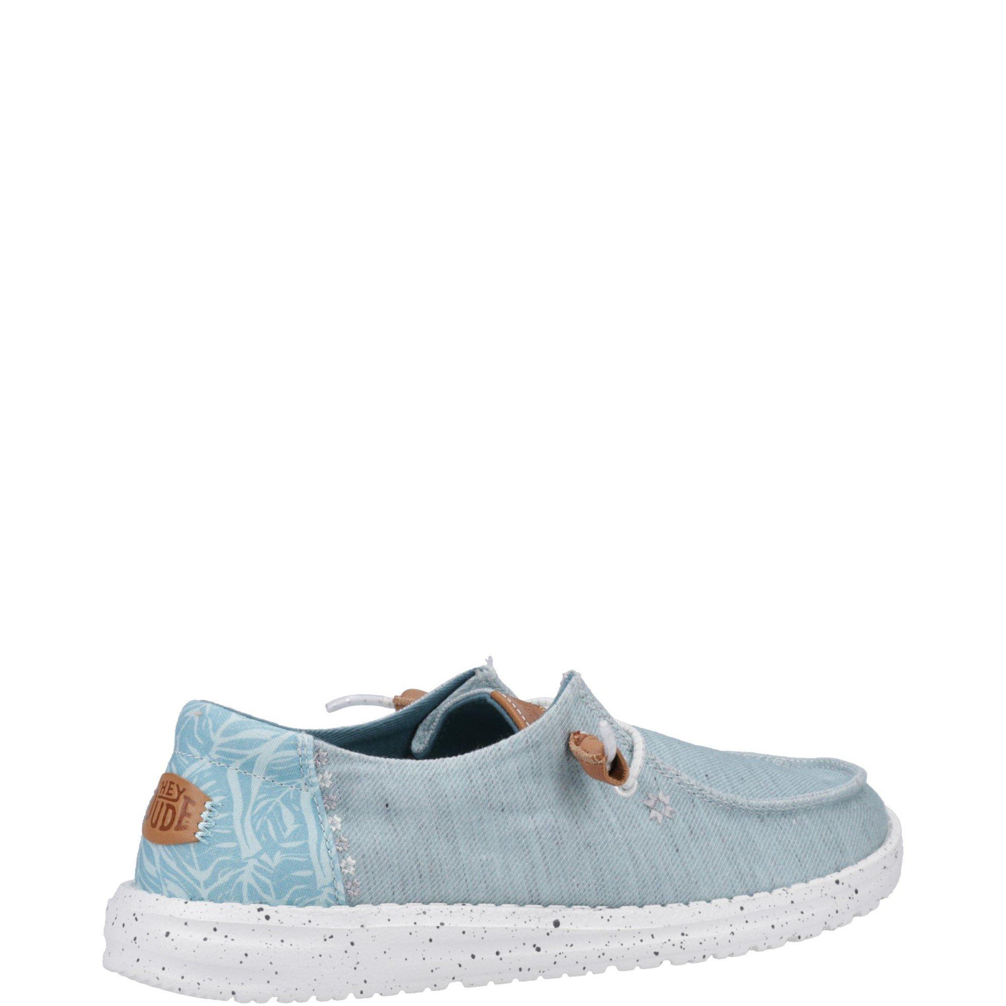 Blue - HEYDUDE - Wendy Heathered Slub Tropical Shoe - 3