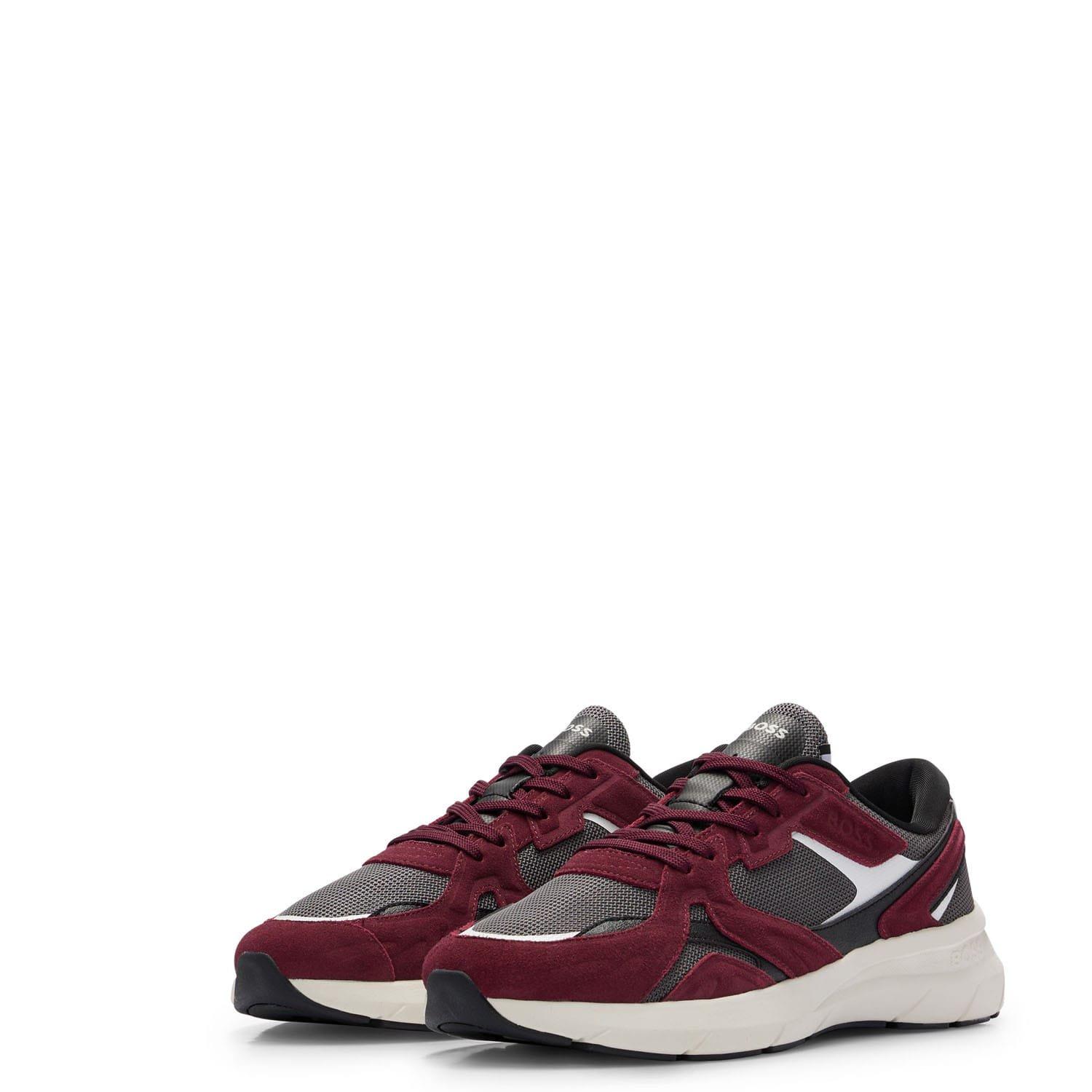 Red - Boss - Owen Runn Mixed Material Trainers - 3