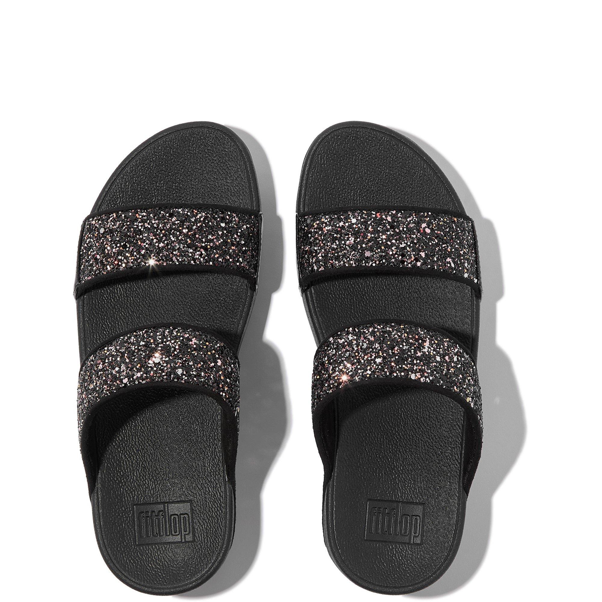 Black - Fitflop - Lulu 2 Bar Glitter Sandal - 3