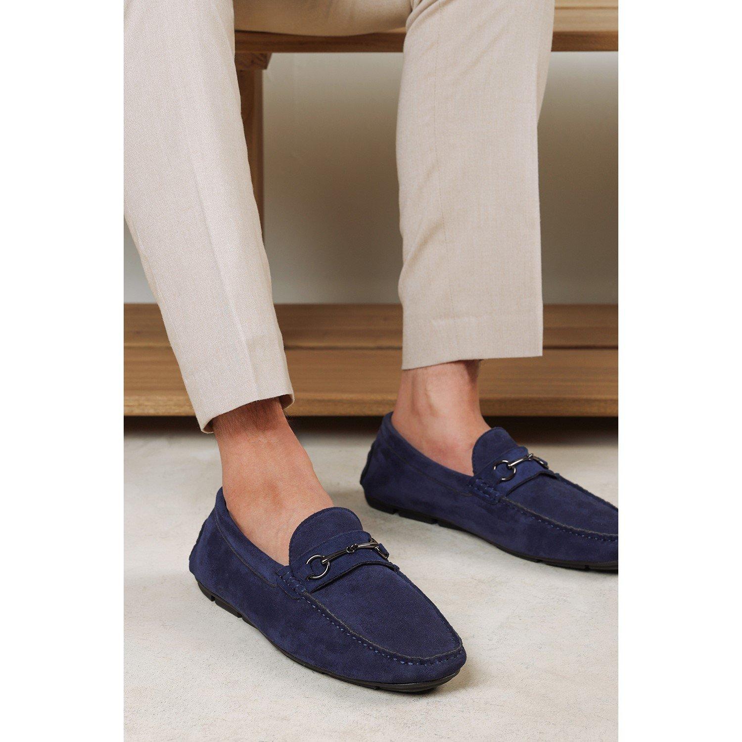 Navy - Wheres That From - Hudson Suede Slip On Buckle Loafer - 1