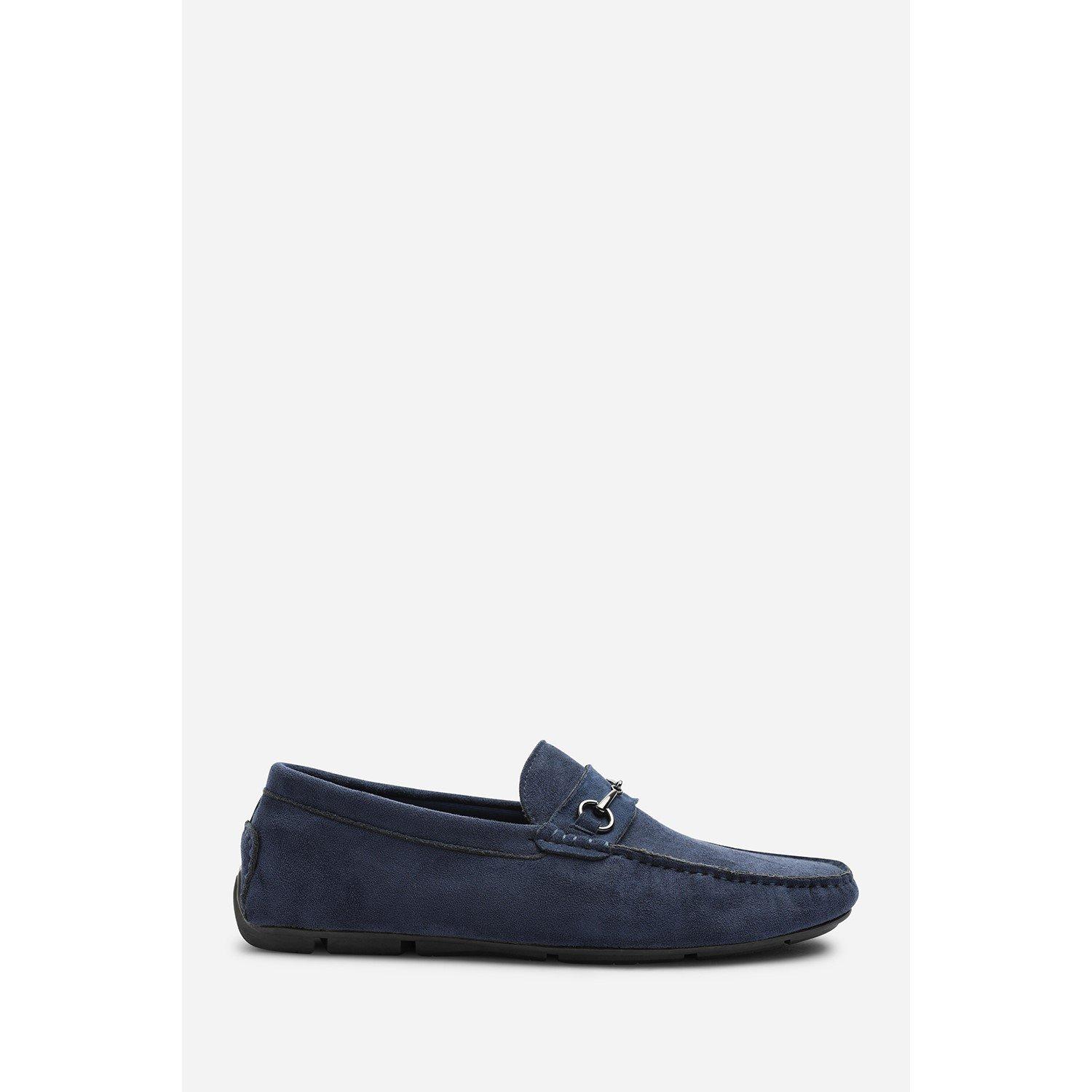 Navy - Wheres That From - Hudson Suede Slip On Buckle Loafer - 2