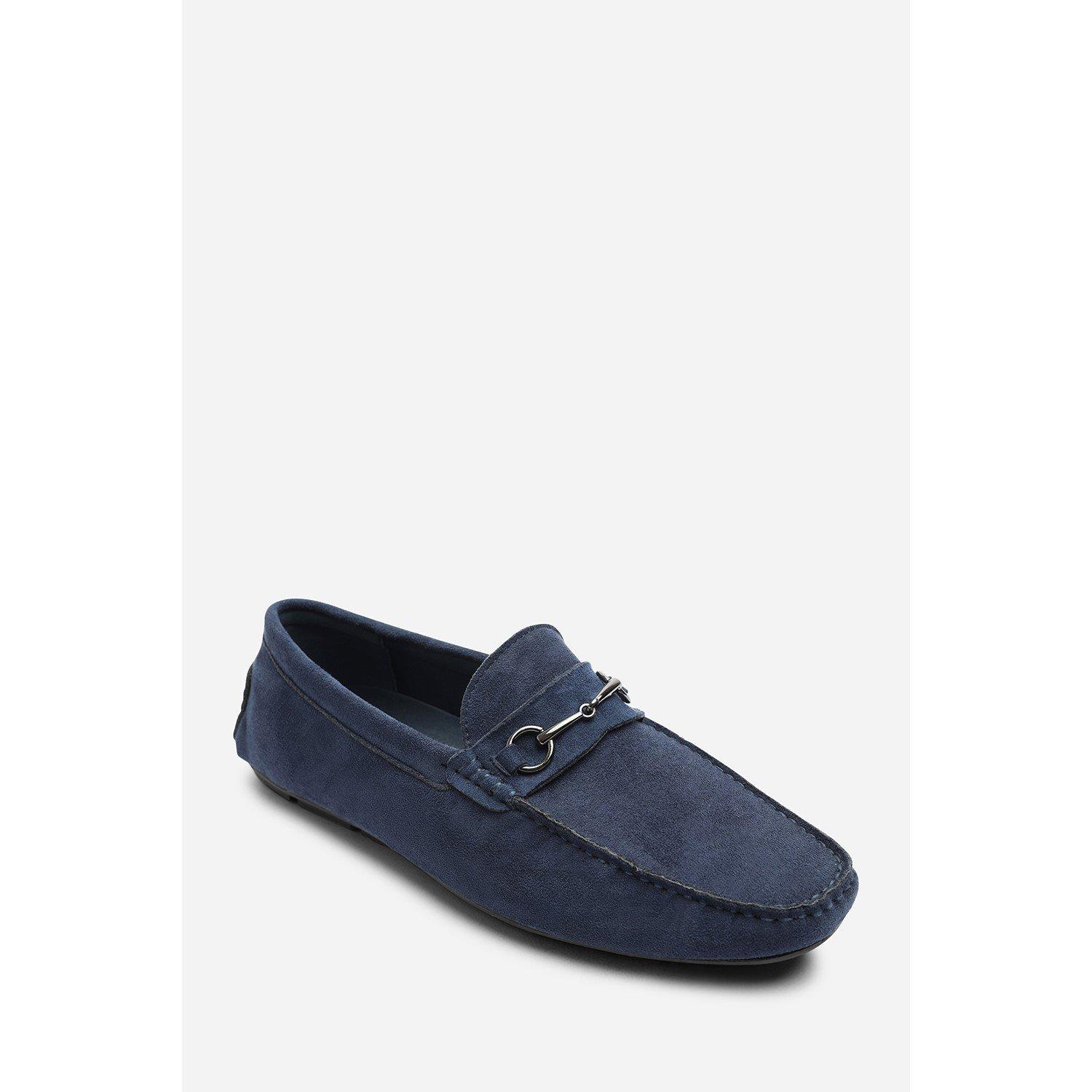 Navy - Wheres That From - Hudson Suede Slip On Buckle Loafer - 3