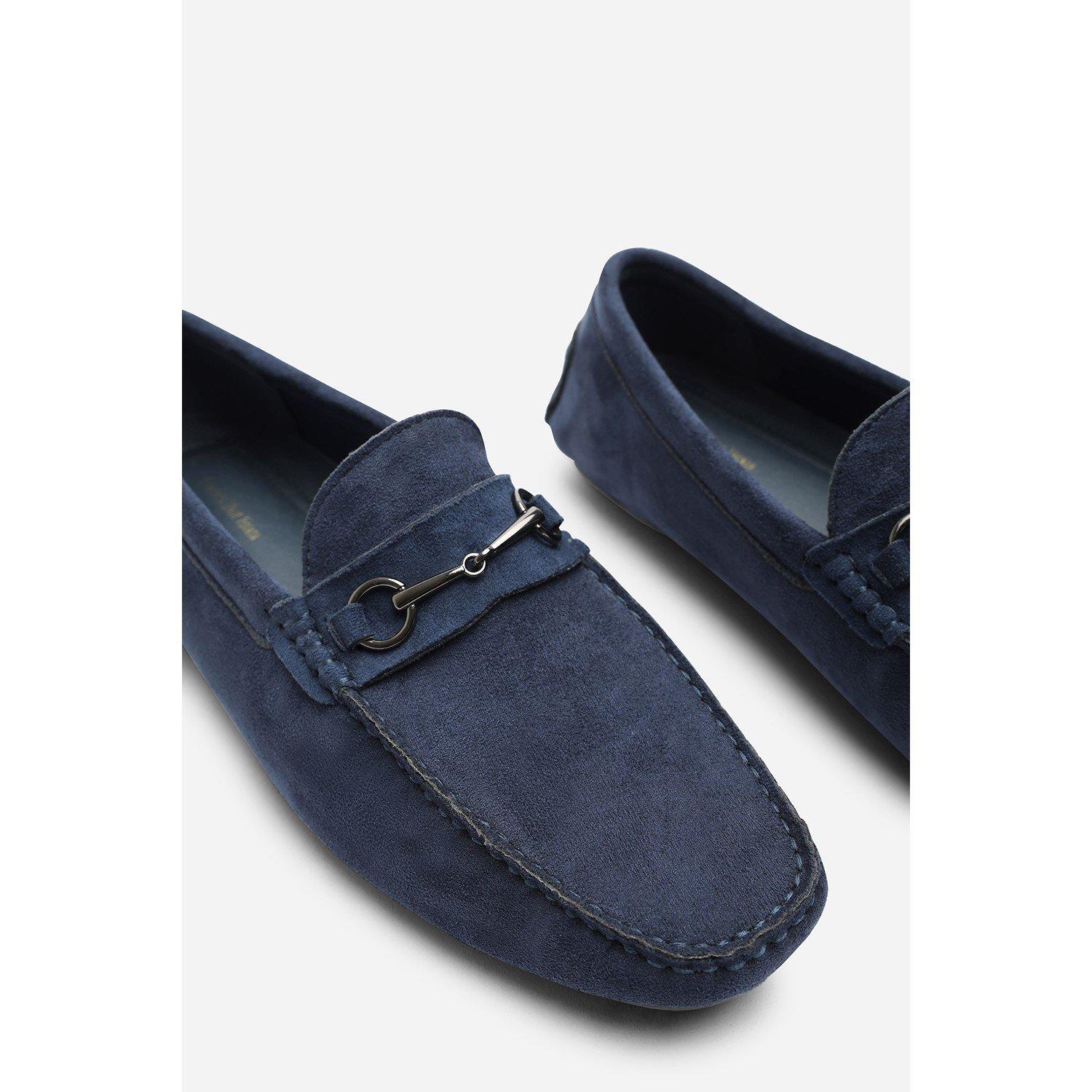Navy - Wheres That From - Hudson Suede Slip On Buckle Loafer - 5