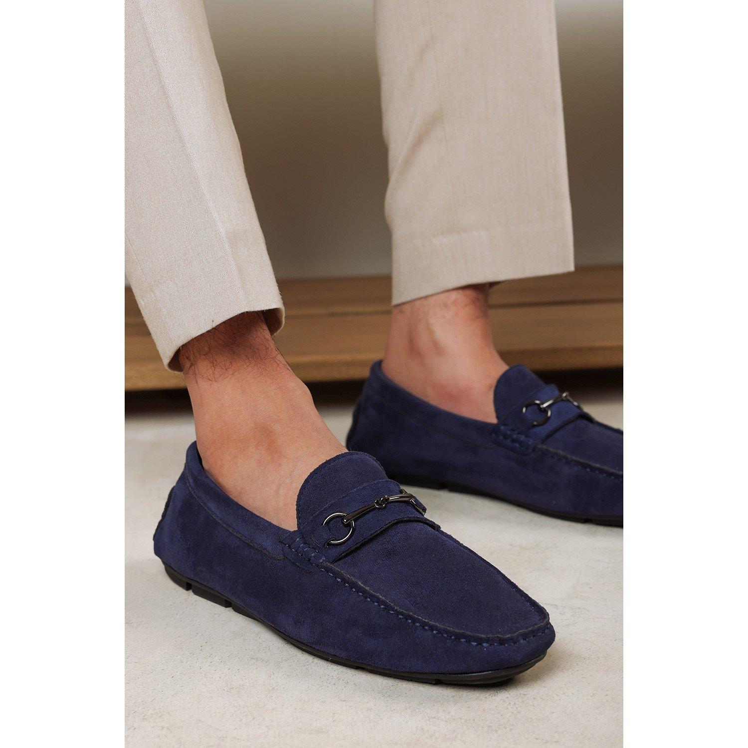 Navy - Wheres That From - Hudson Suede Slip On Buckle Loafer - 6