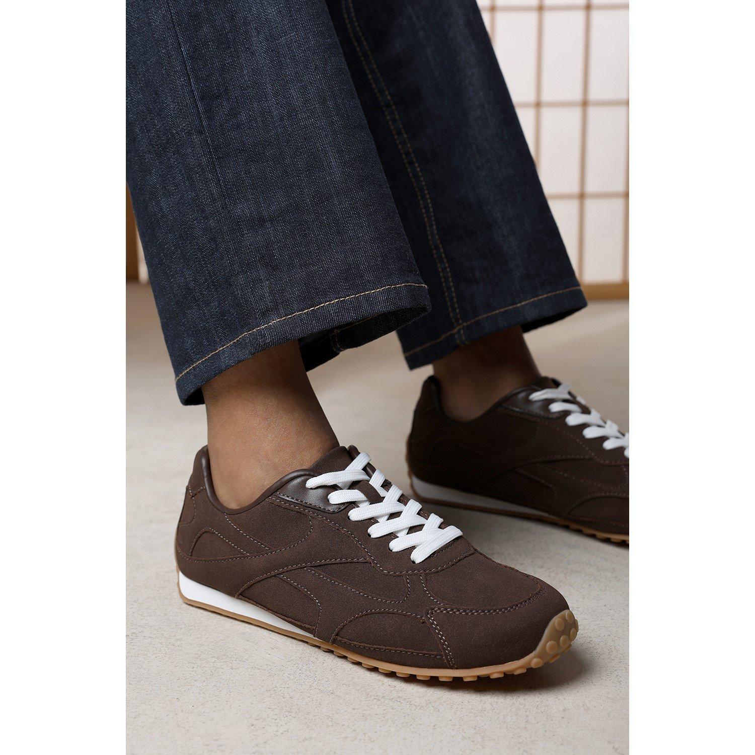 Brown - Wheres That From - Marleigh Suede Retro Runner Trainer - 2