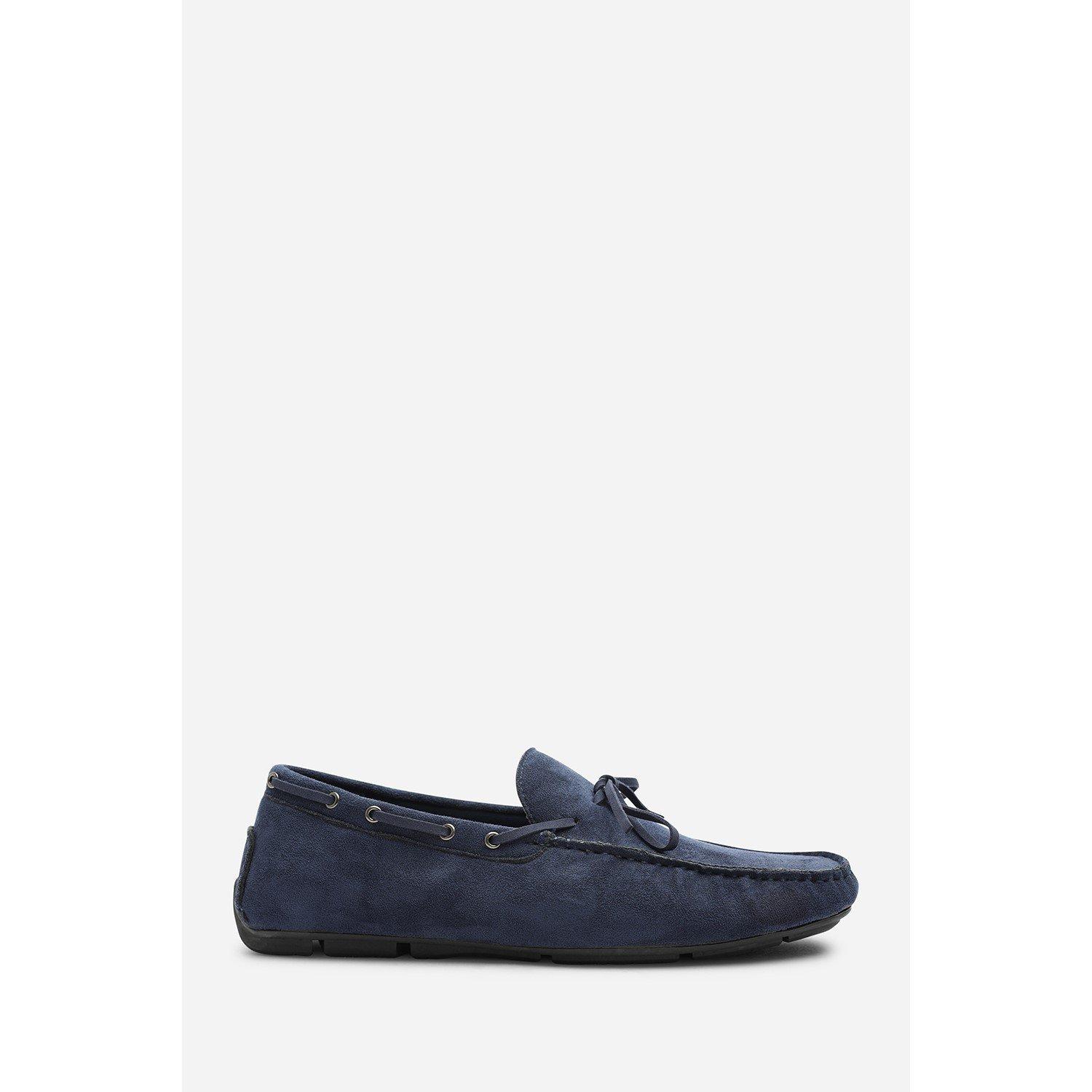 Navy - Wheres That From - Carter Suede Slip on Lace Detail Loafer - 2