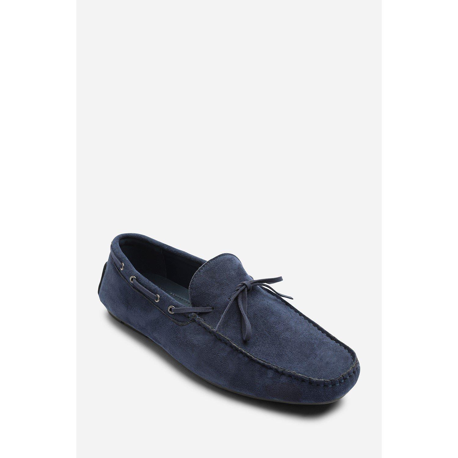 Navy - Wheres That From - Carter Suede Slip on Lace Detail Loafer - 3