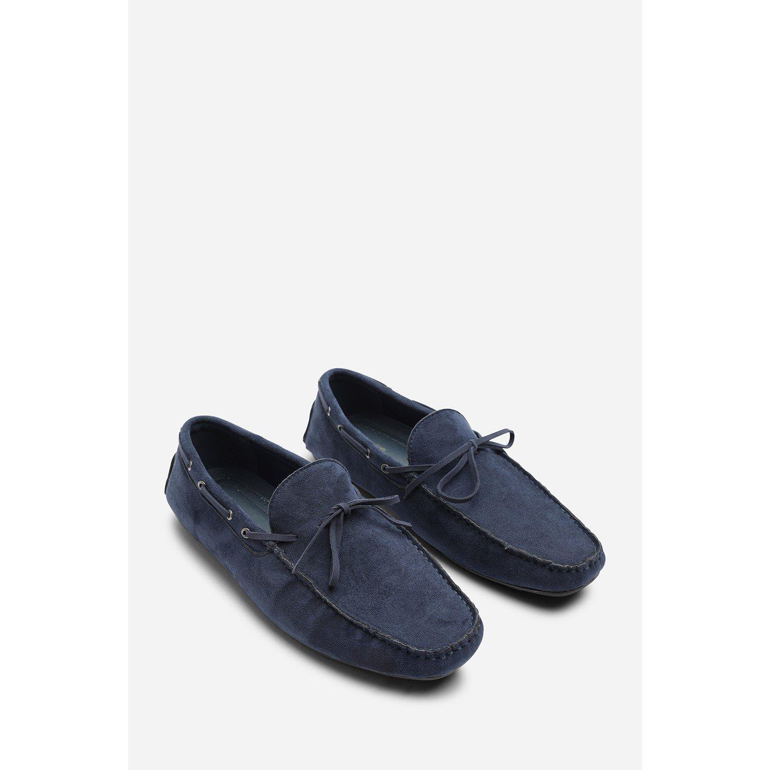 Navy - Wheres That From - Carter Suede Slip on Lace Detail Loafer - 4
