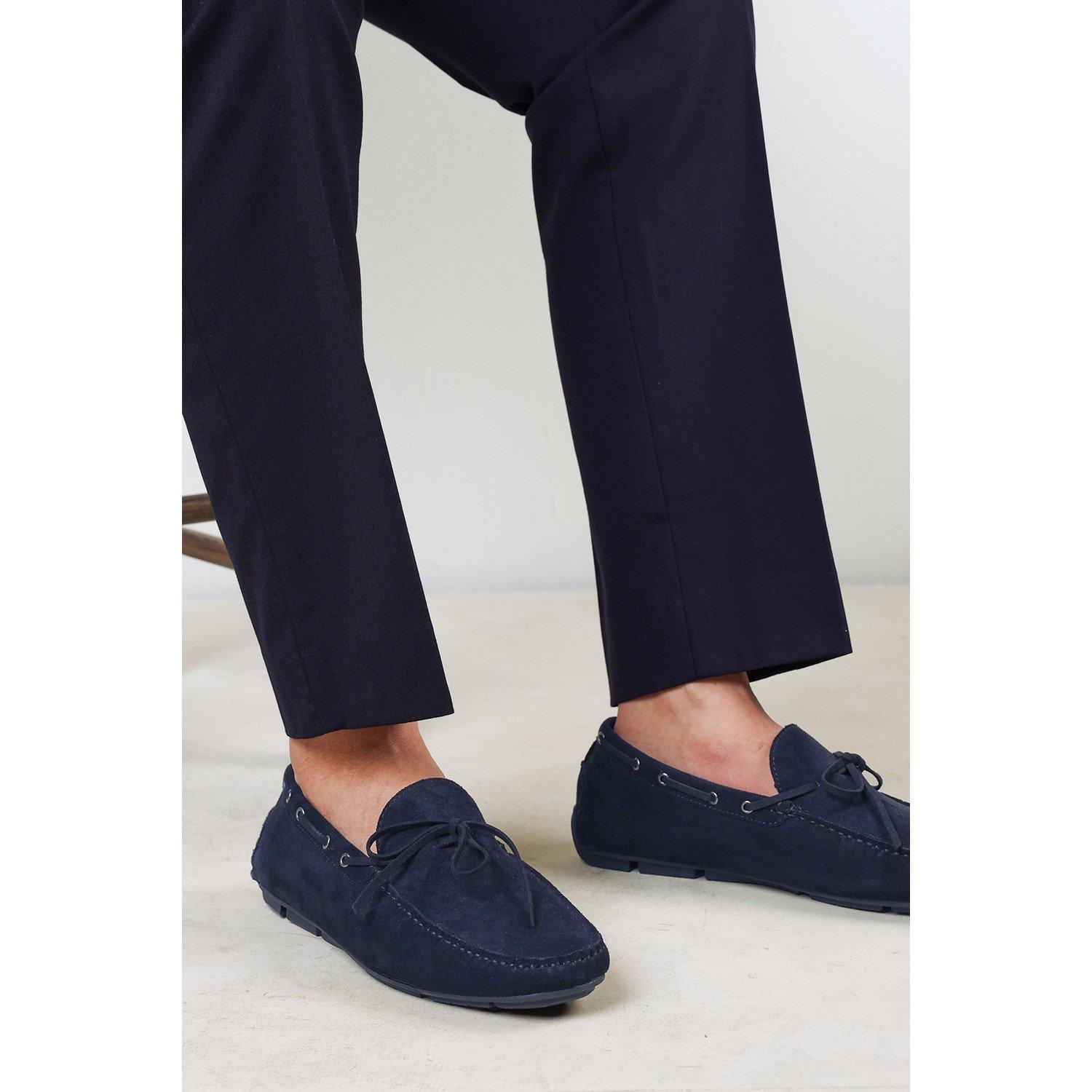 Navy - Wheres That From - Carter Suede Slip on Lace Detail Loafer - 6