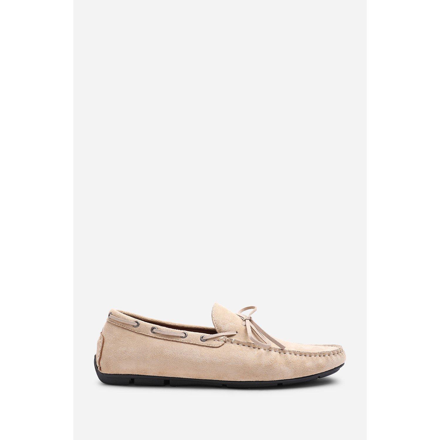 Beige - Wheres That From - Carter Suede Slip on Lace Detail Loafer - 1