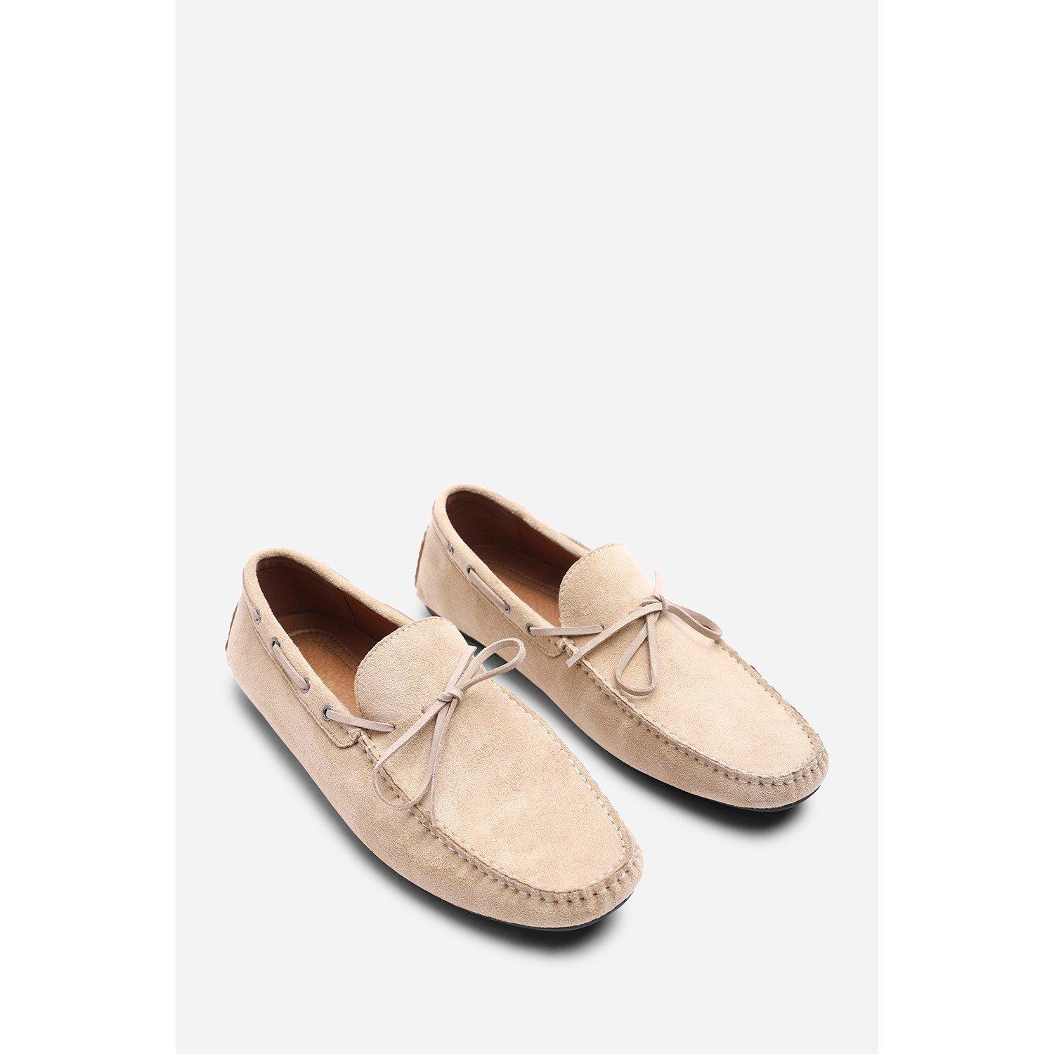 Beige - Wheres That From - Carter Suede Slip on Lace Detail Loafer - 3