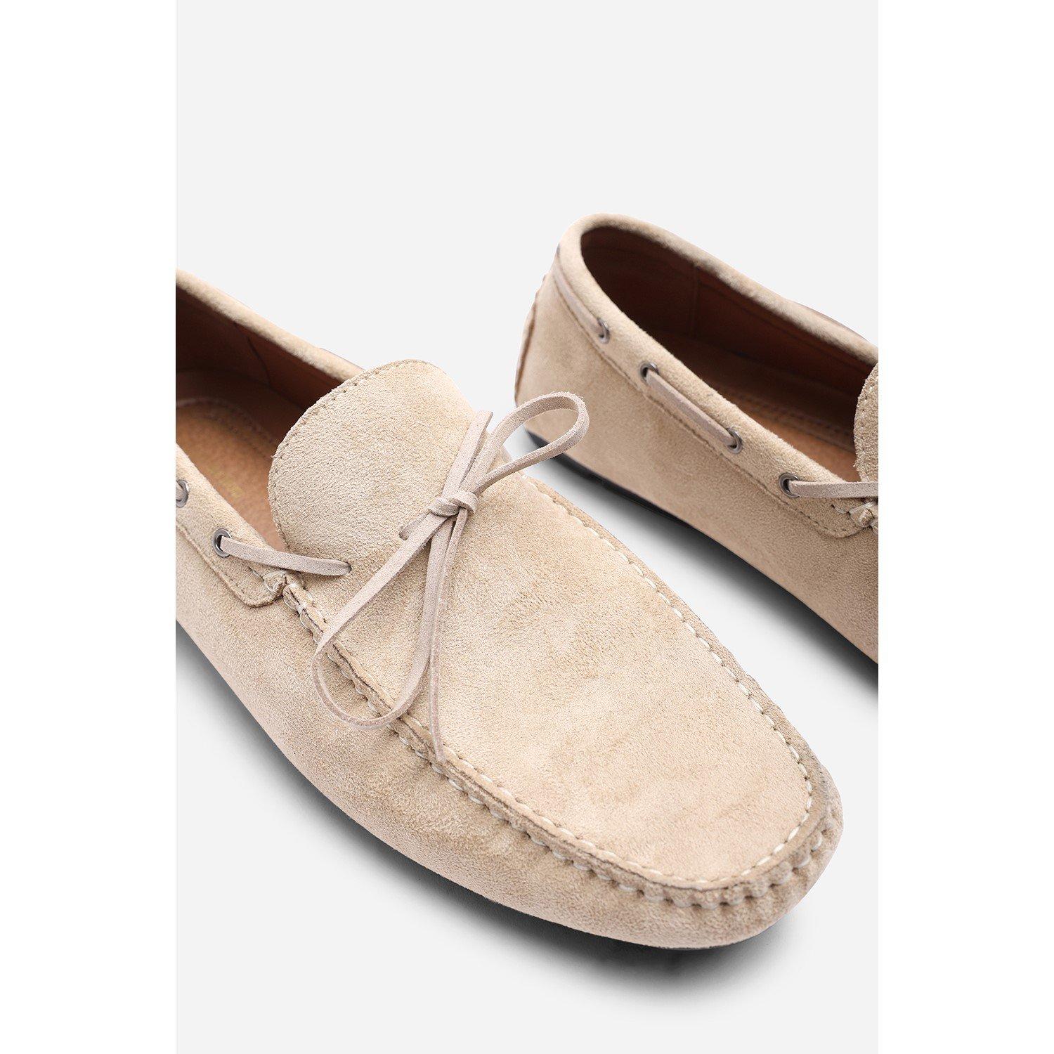 Beige - Wheres That From - Carter Suede Slip on Lace Detail Loafer - 4