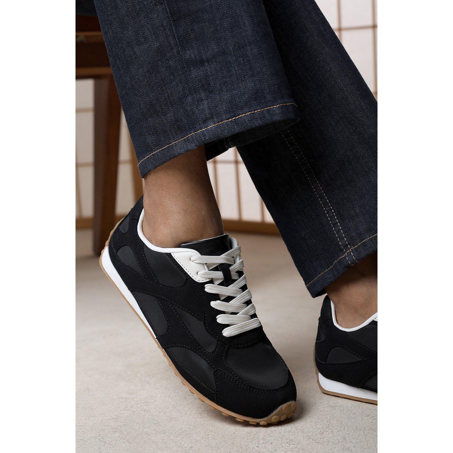 Black - Wheres That From - Marleigh Suede Retro Runner Trainer - 1