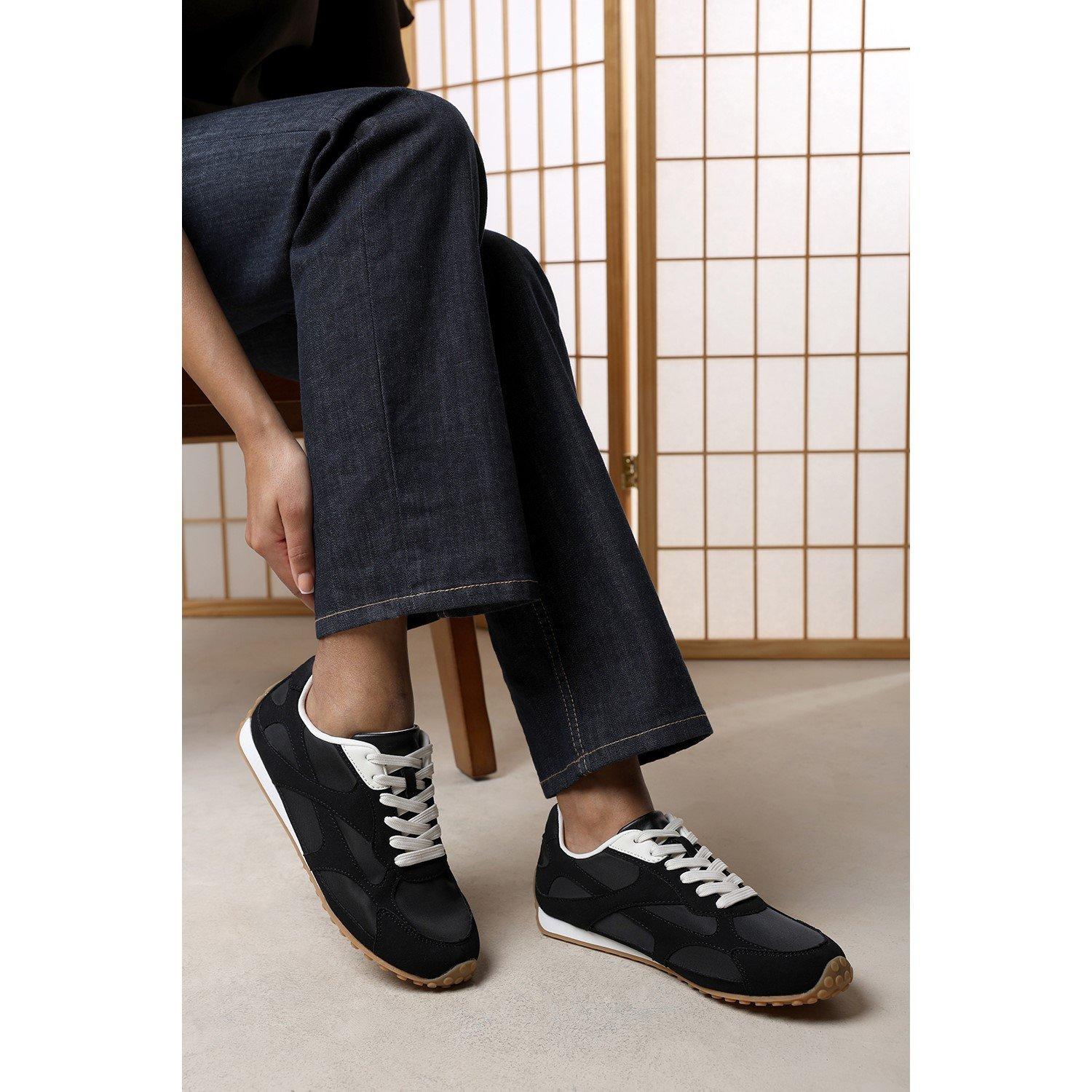 Black - Wheres That From - Marleigh Suede Retro Runner Trainer - 2