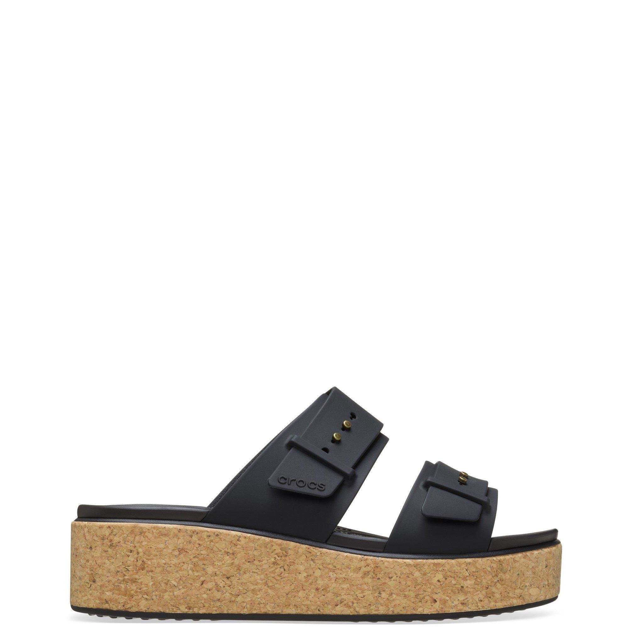 Black - Crocs - Women's Brooklyn Buckle Low Wedge Sandals - 1