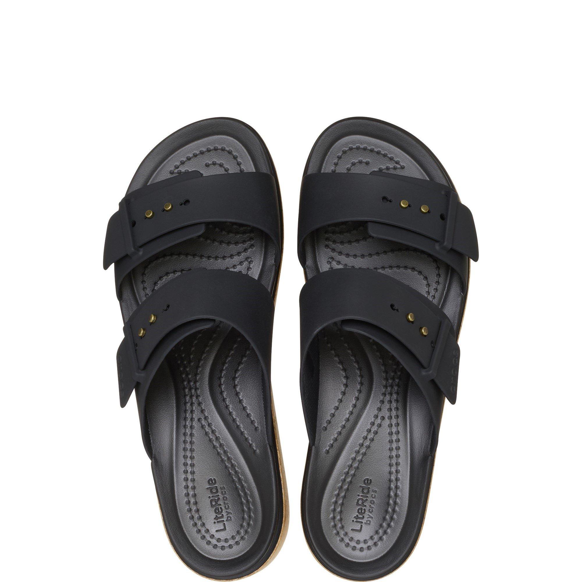 Black - Crocs - Women's Brooklyn Buckle Low Wedge Sandals - 4