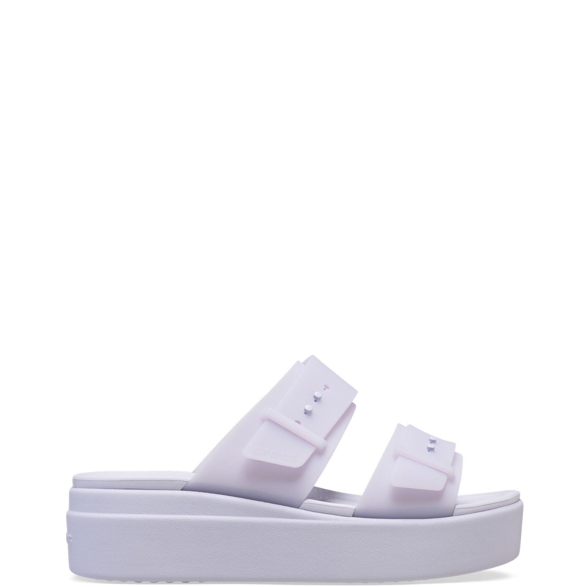 Purple - Crocs - Women's Brooklyn Buckle Low Wedge Sandals - 1