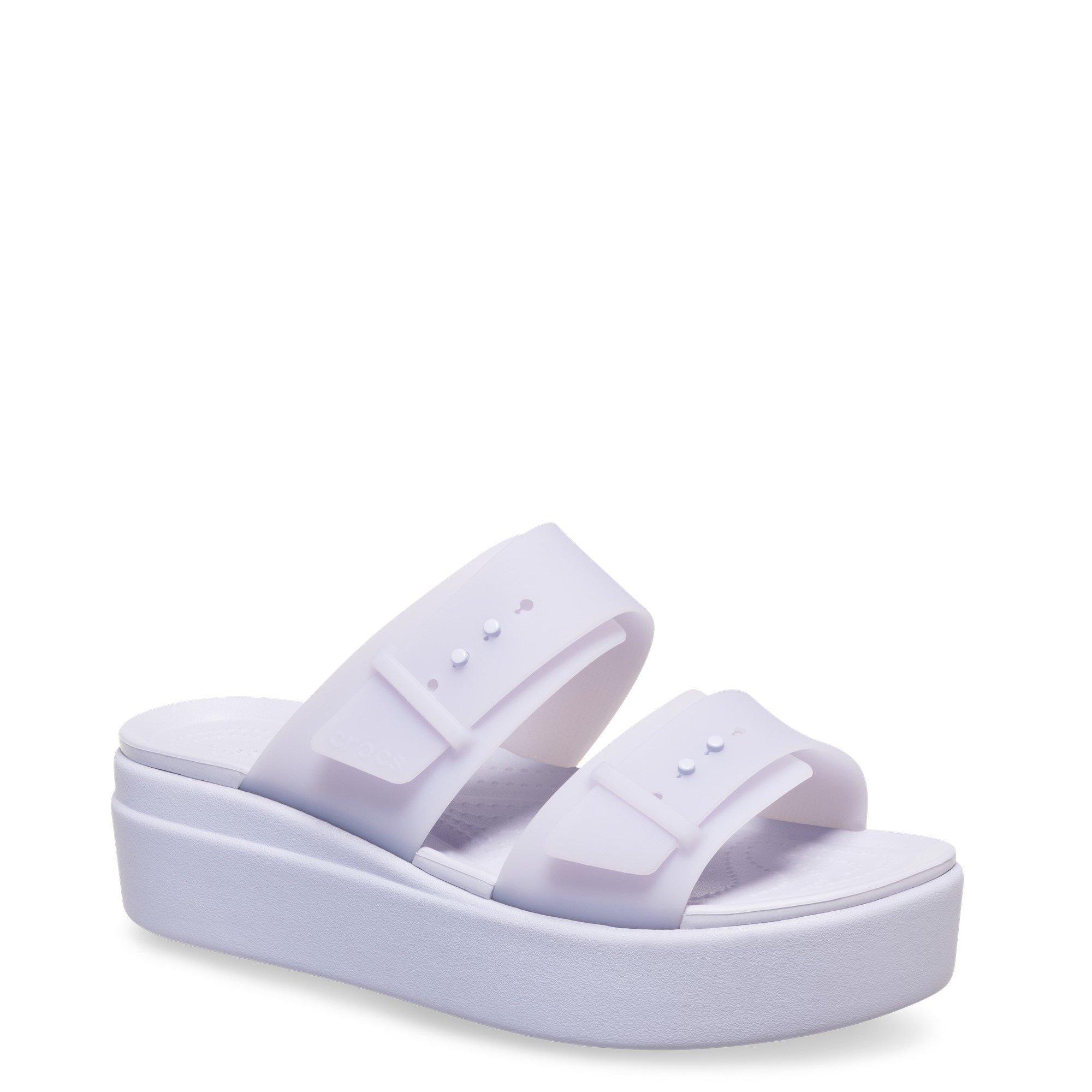Purple - Crocs - Women's Brooklyn Buckle Low Wedge Sandals - 2