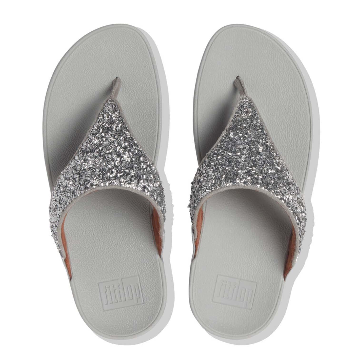 Silver - Fitflop - Lulu Shimmerfoil Toe-Thong Sandals - 2