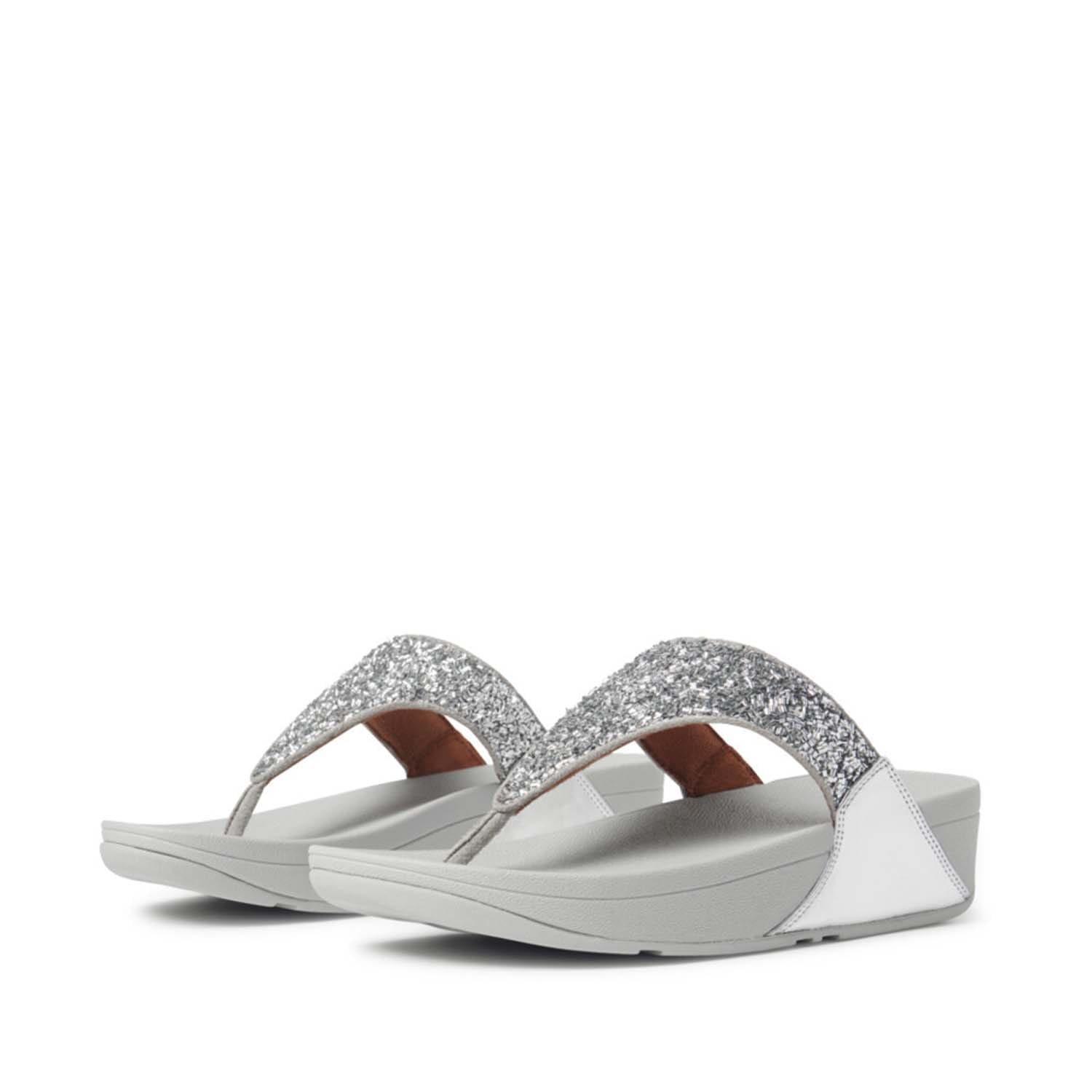 Silver - Fitflop - Lulu Shimmerfoil Toe-Thong Sandals - 3