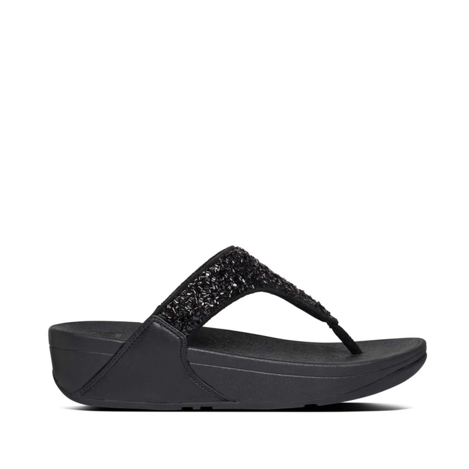 Black - FitFlop - Lulu Summerfoil Toe-Thong Sandals - 1