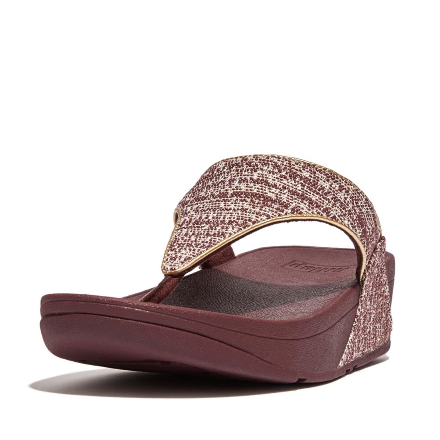 Brown - Fitflop - Lulu Shimmerweave Toe-Post Sandals - 2