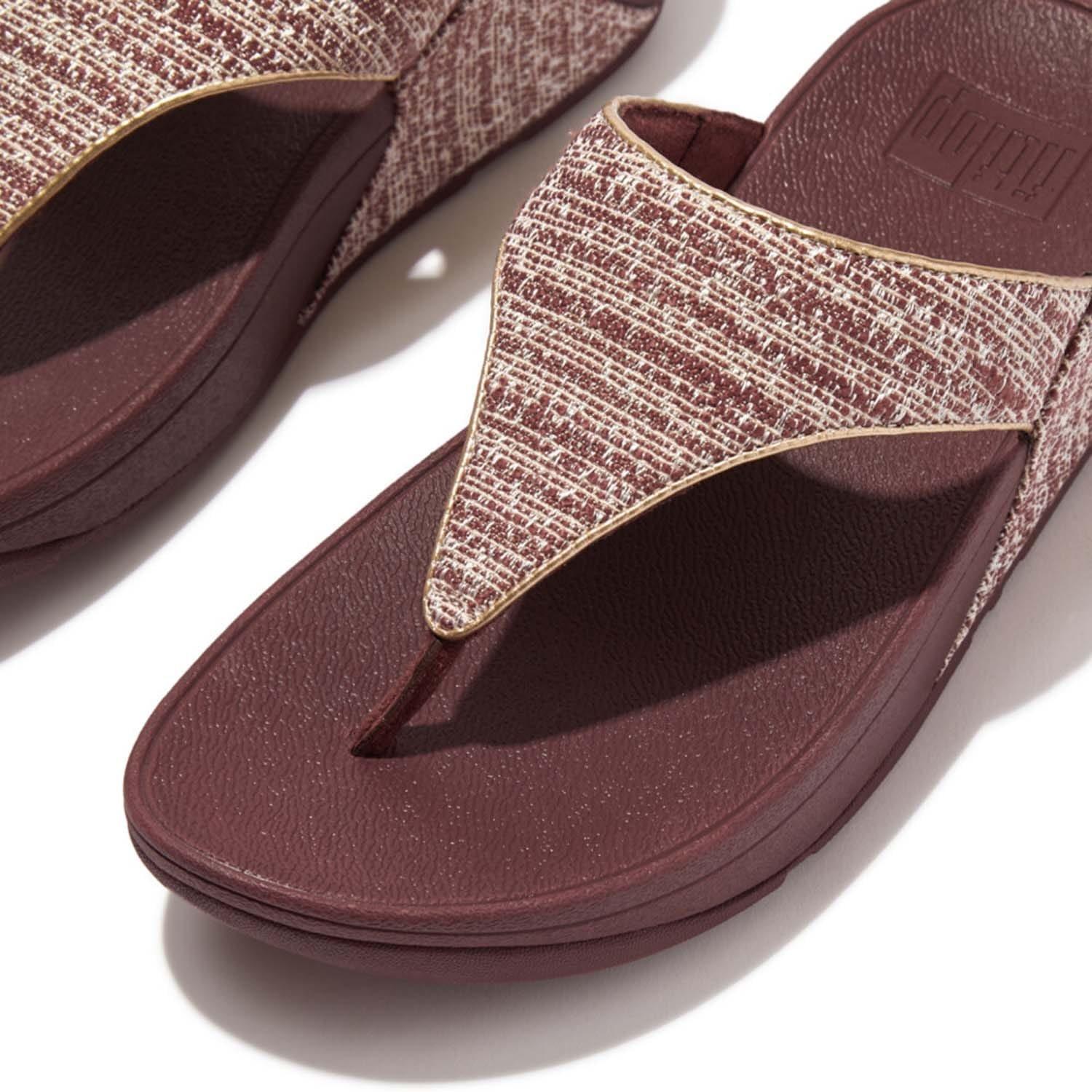 Brown - Fitflop - Lulu Shimmerweave Toe-Post Sandals - 4
