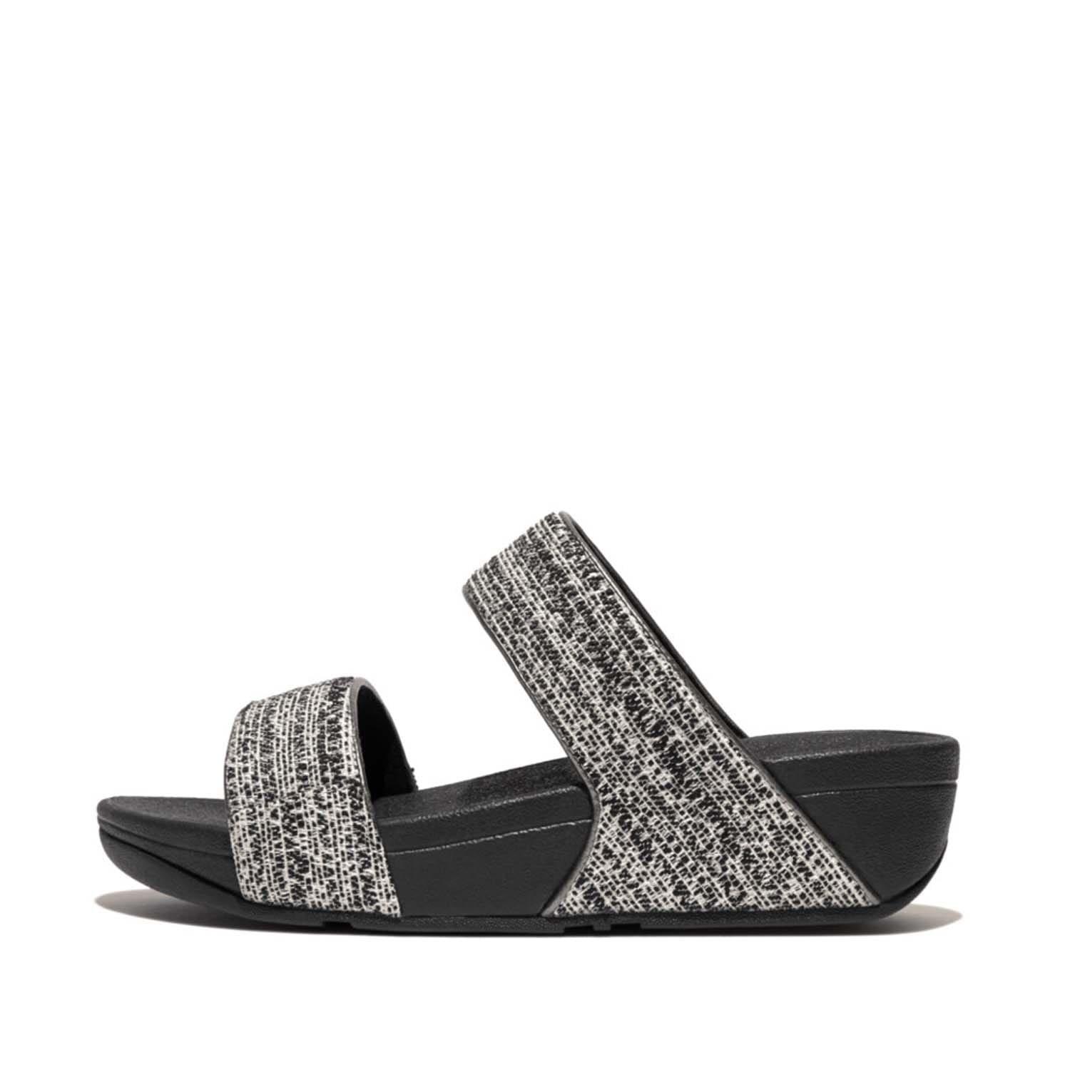 Black - Fitflop - Lulu Shimmerweave Sliders - 1