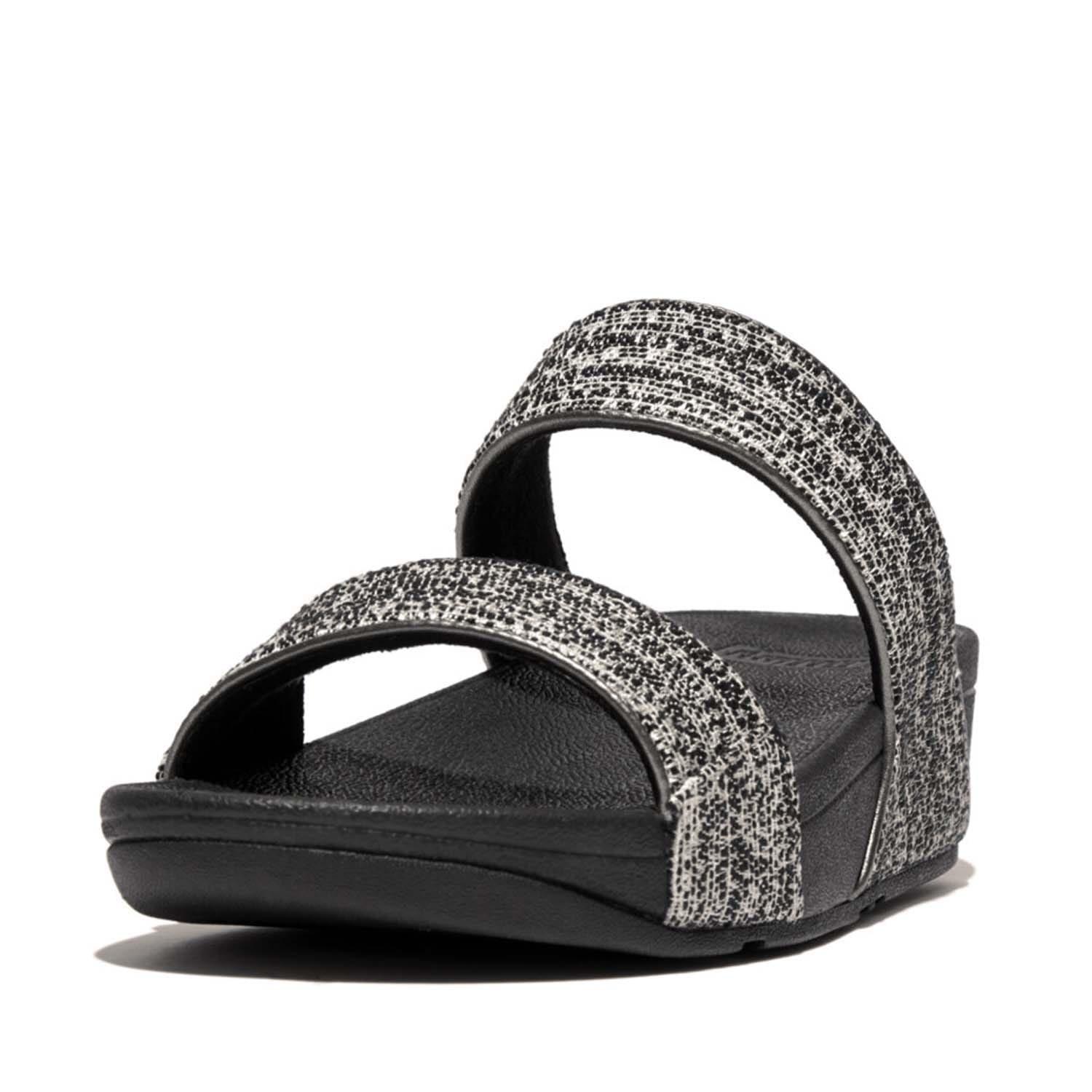 Black - Fitflop - Lulu Shimmerweave Sliders - 2